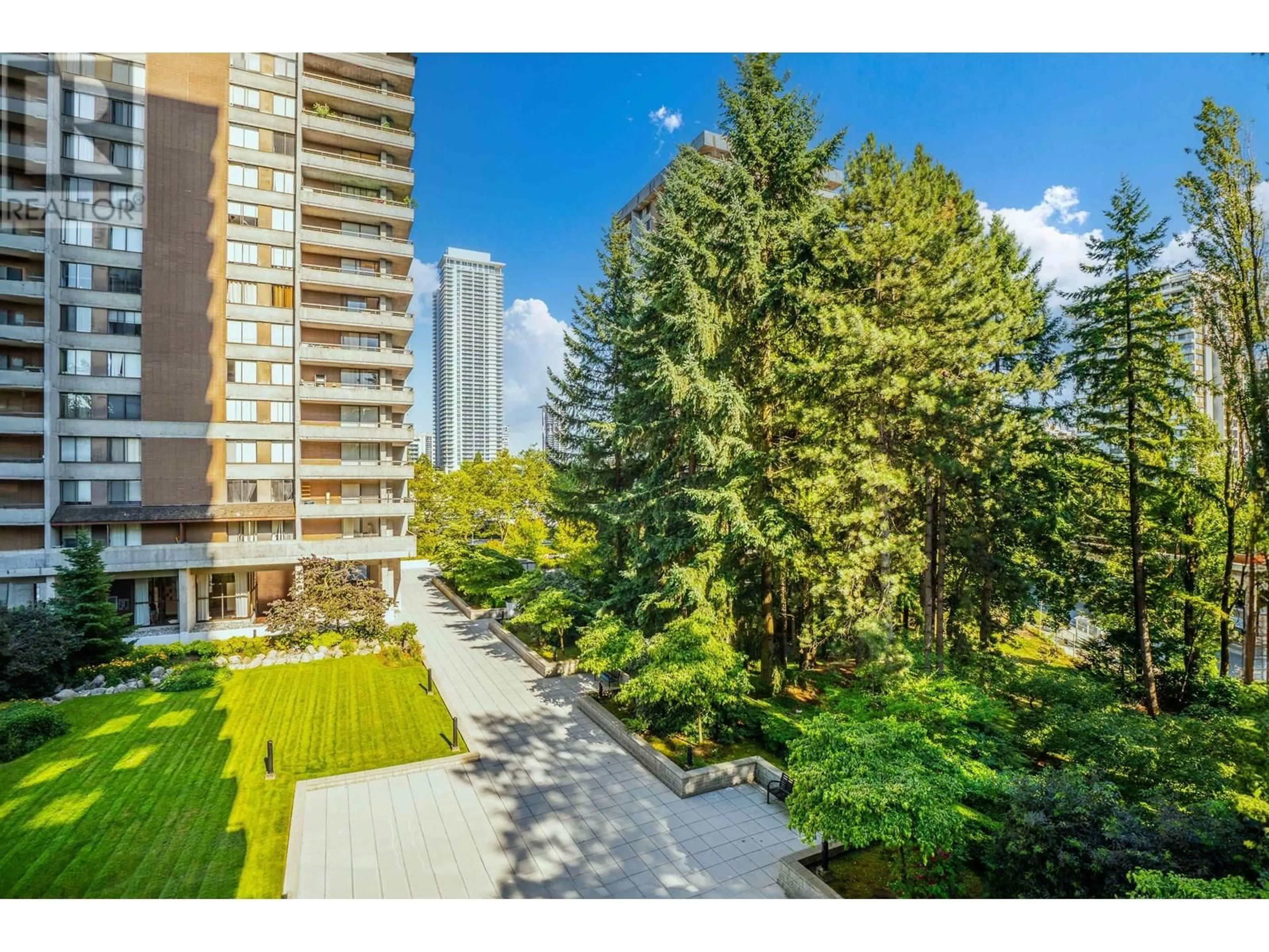 A pic from outside/outdoor area/front of a property/back of a property/a pic from drone, city buildings view from balcony for 303 - 3737 BARTLETT COURT, Burnaby British Columbia V3J7E3