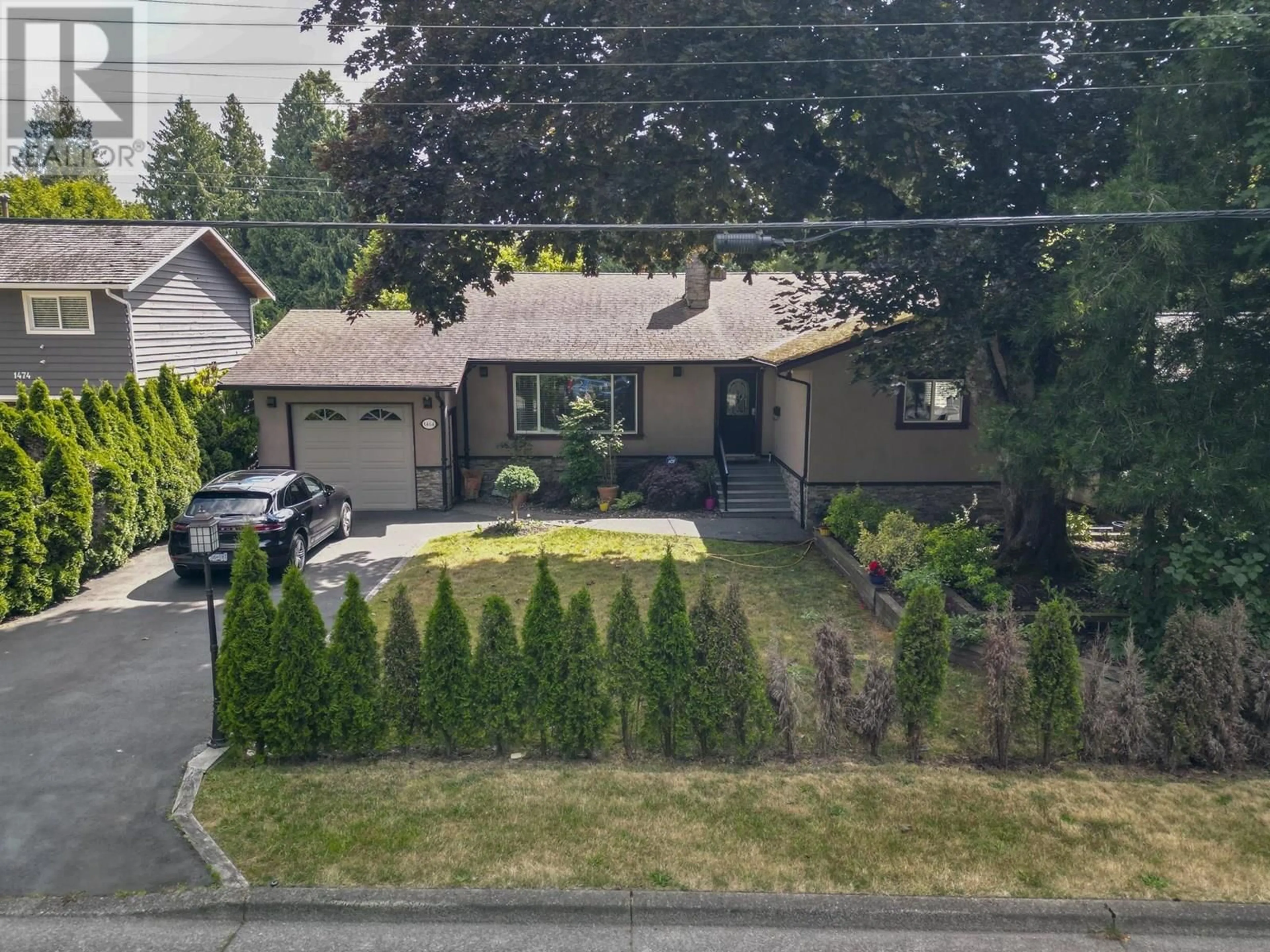 A pic from outside/outdoor area/front of a property/back of a property/a pic from drone, street for 1464 53A STREET, Delta British Columbia V4M3E6