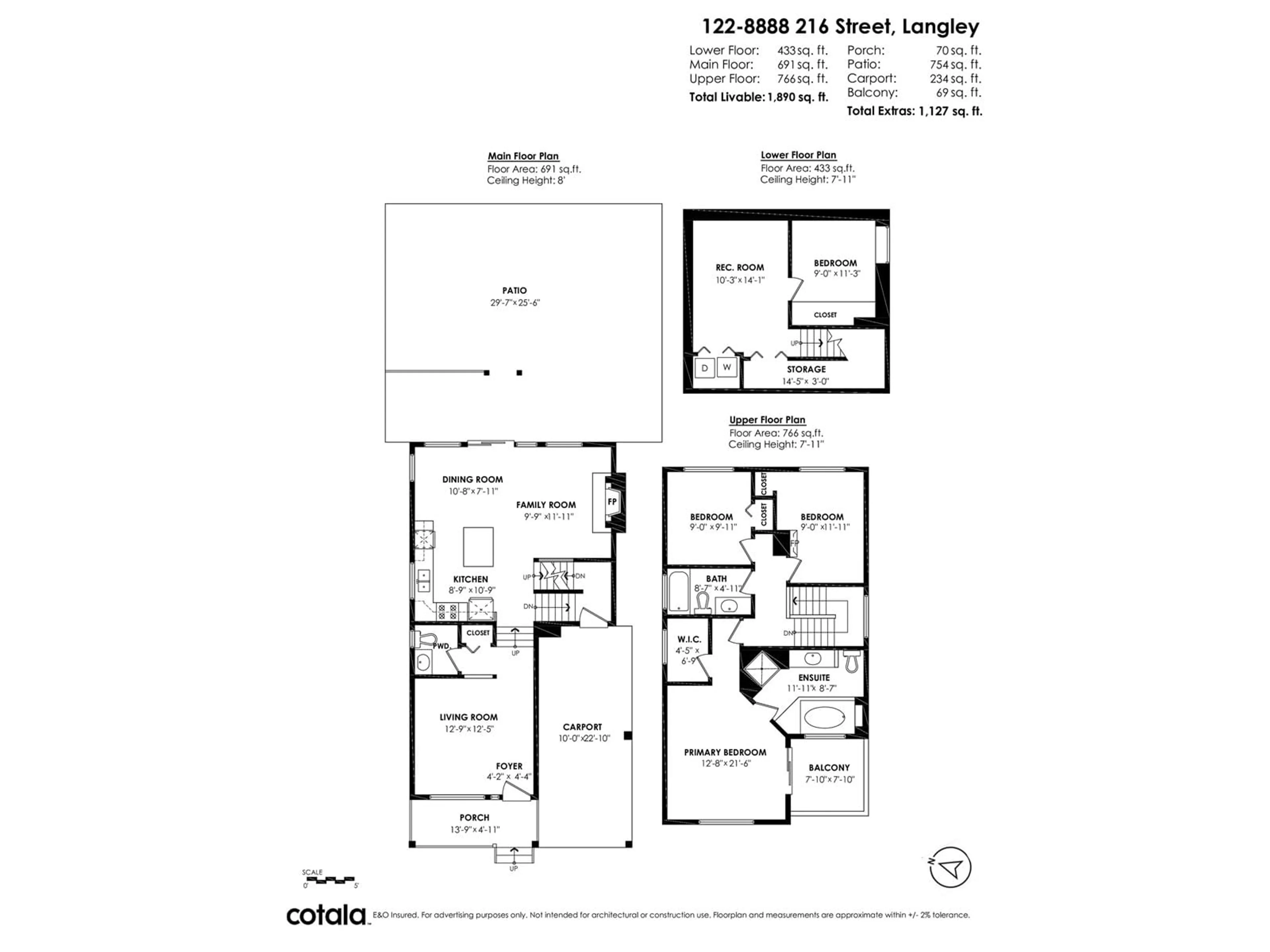 Floor plan for 122 - 8888 216, Langley British Columbia V1M3Z8