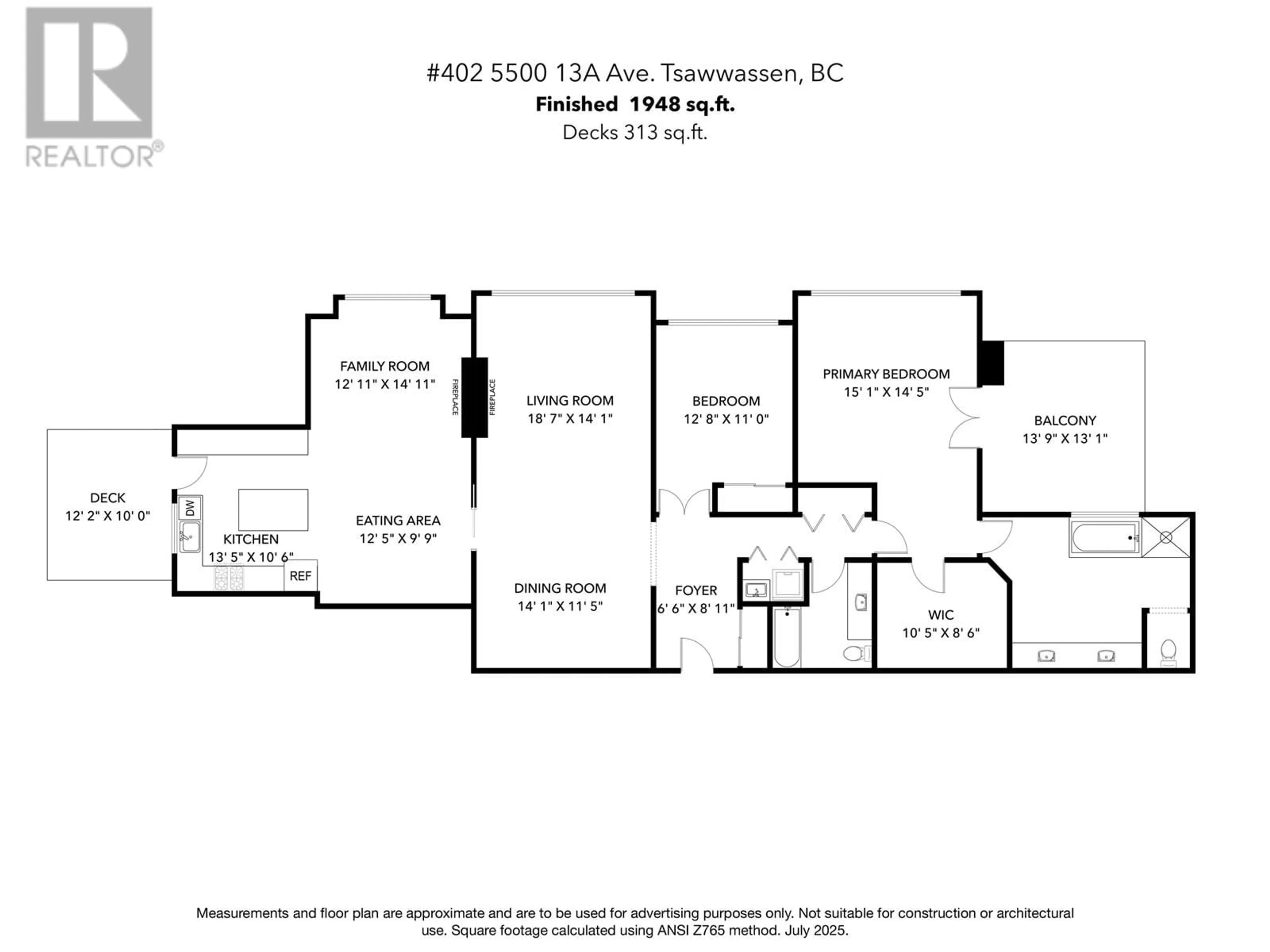 Floor plan for 402 - 5500 13A AVENUE, Delta British Columbia V4M2E7