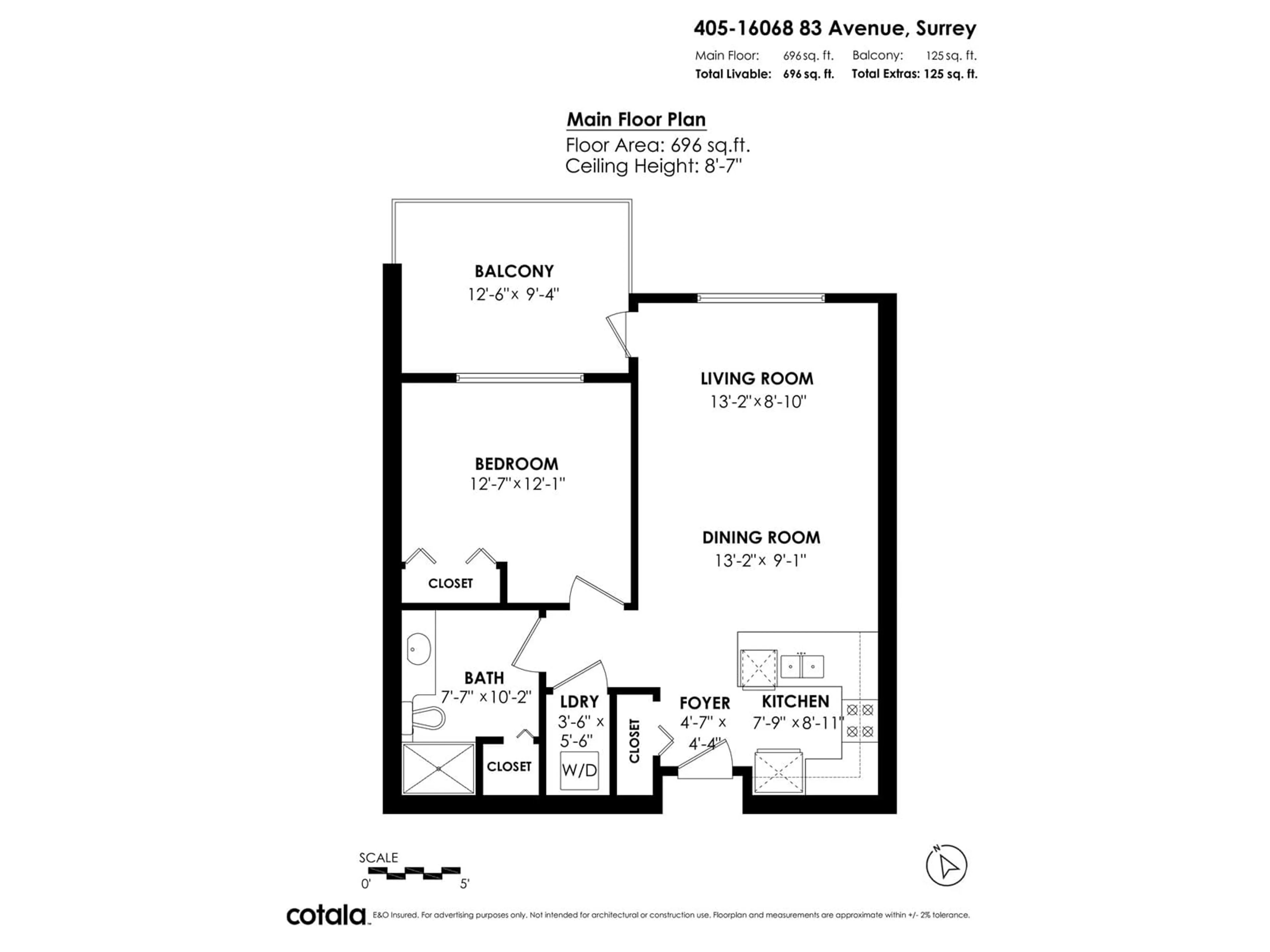 Floor plan for 405 - 16068 83, Surrey British Columbia V3S8M2