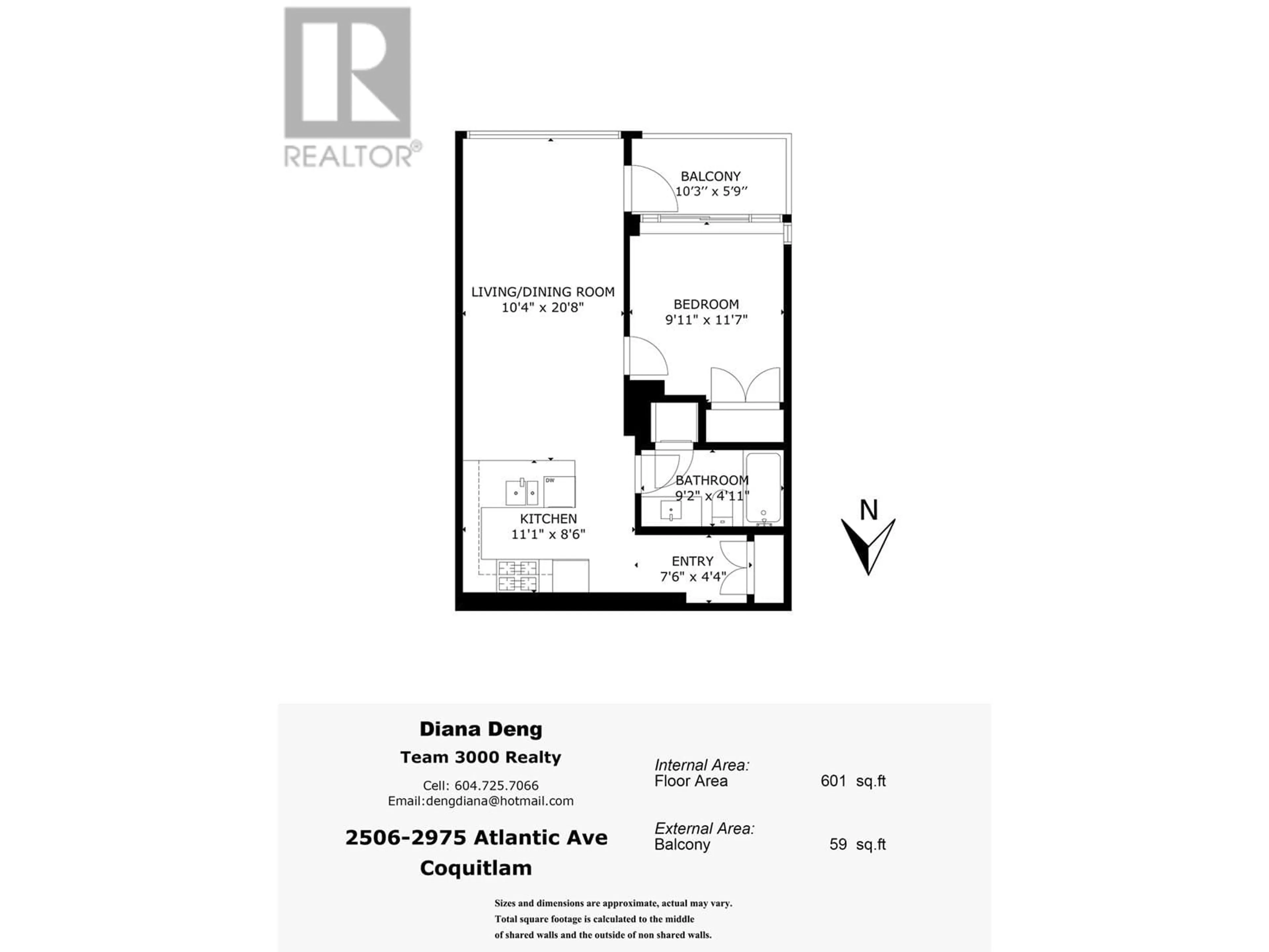 Floor plan for 2506 - 2975 ATLANTIC AVENUE, Coquitlam British Columbia V3B0C5