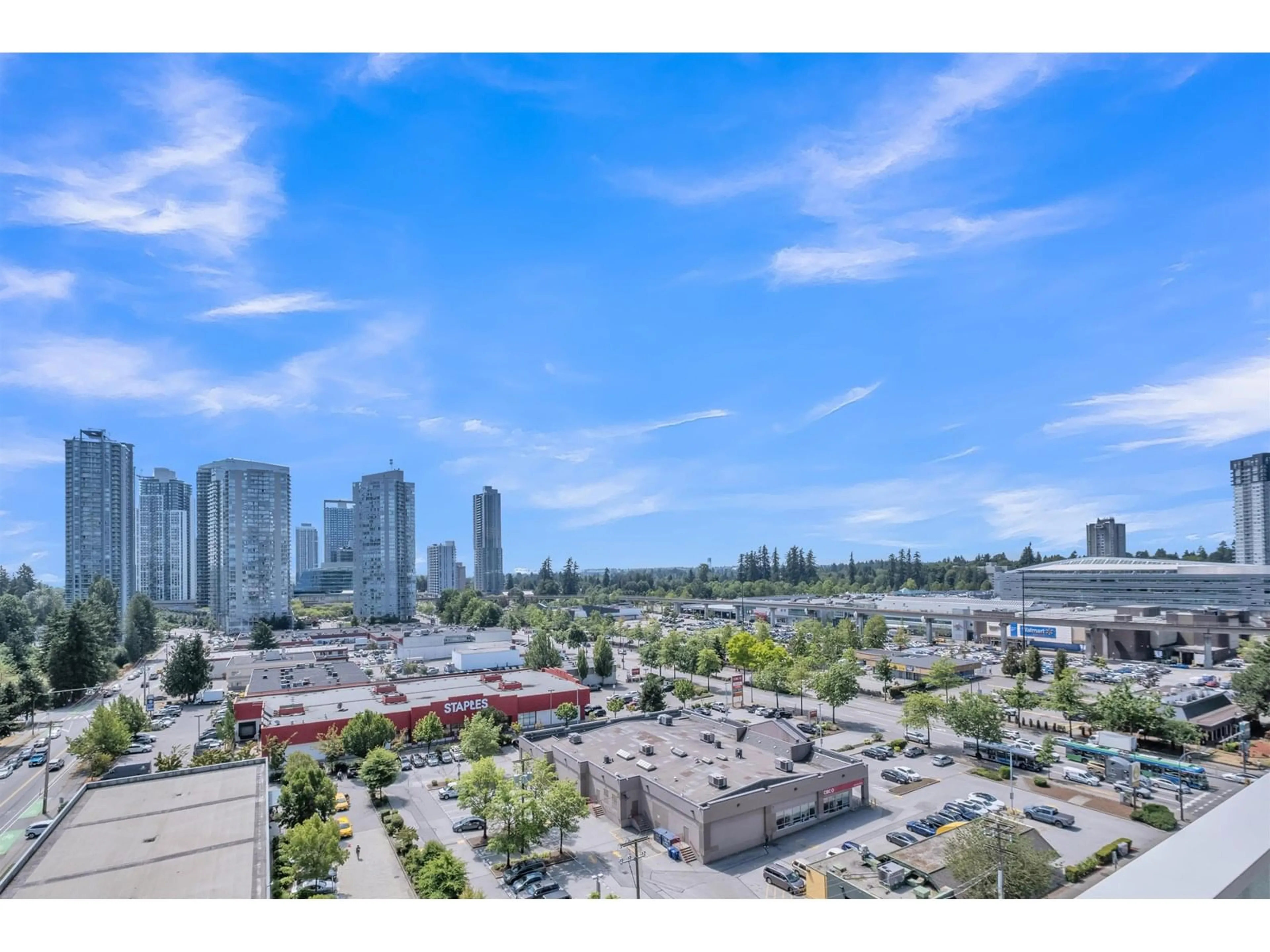 A pic from outside/outdoor area/front of a property/back of a property/a pic from drone, city buildings view from balcony for 1107 - 13685 102, Surrey British Columbia V3T1N7