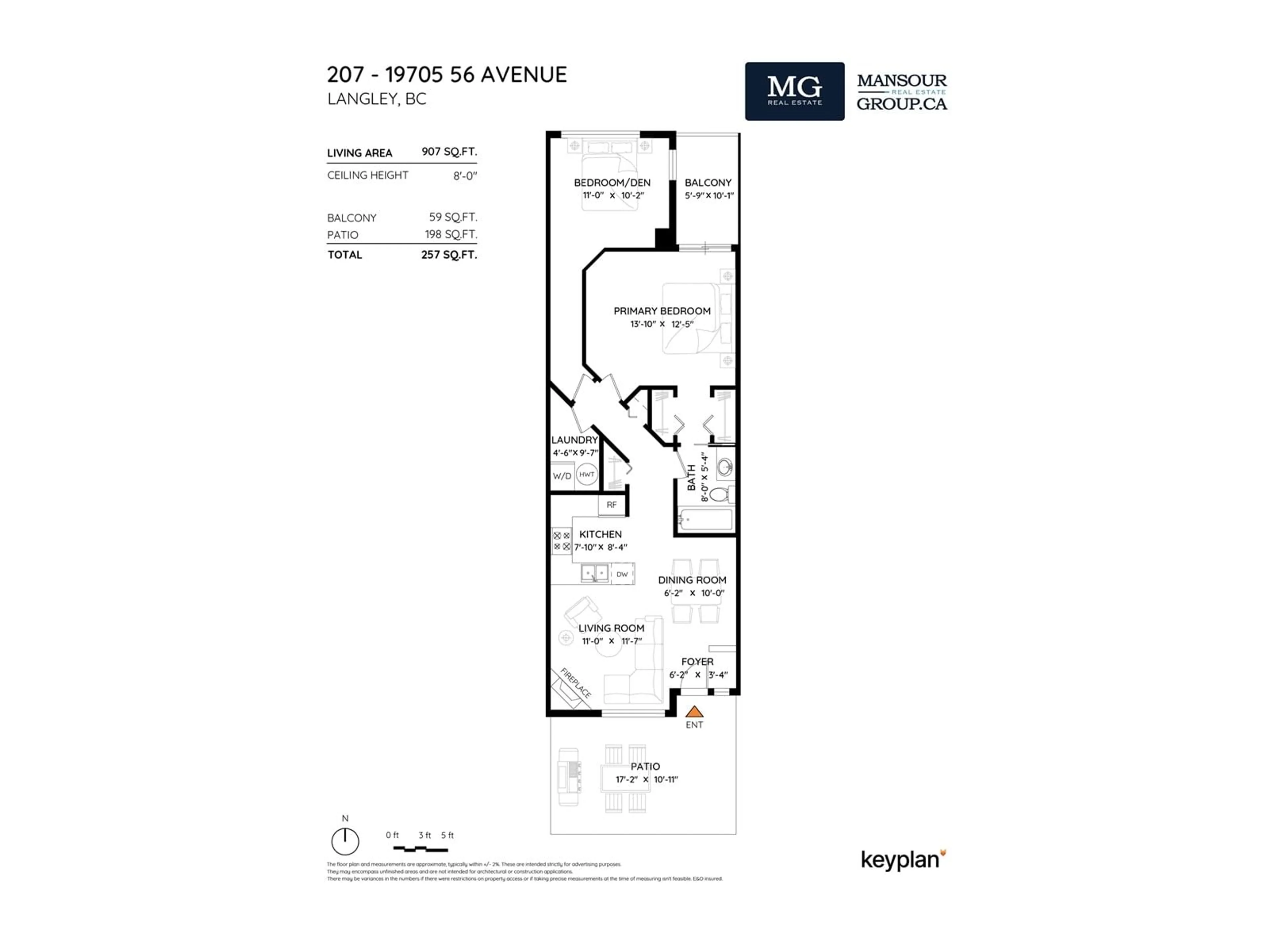 Floor plan for 207 - 19705 56, Langley British Columbia V3A3X7