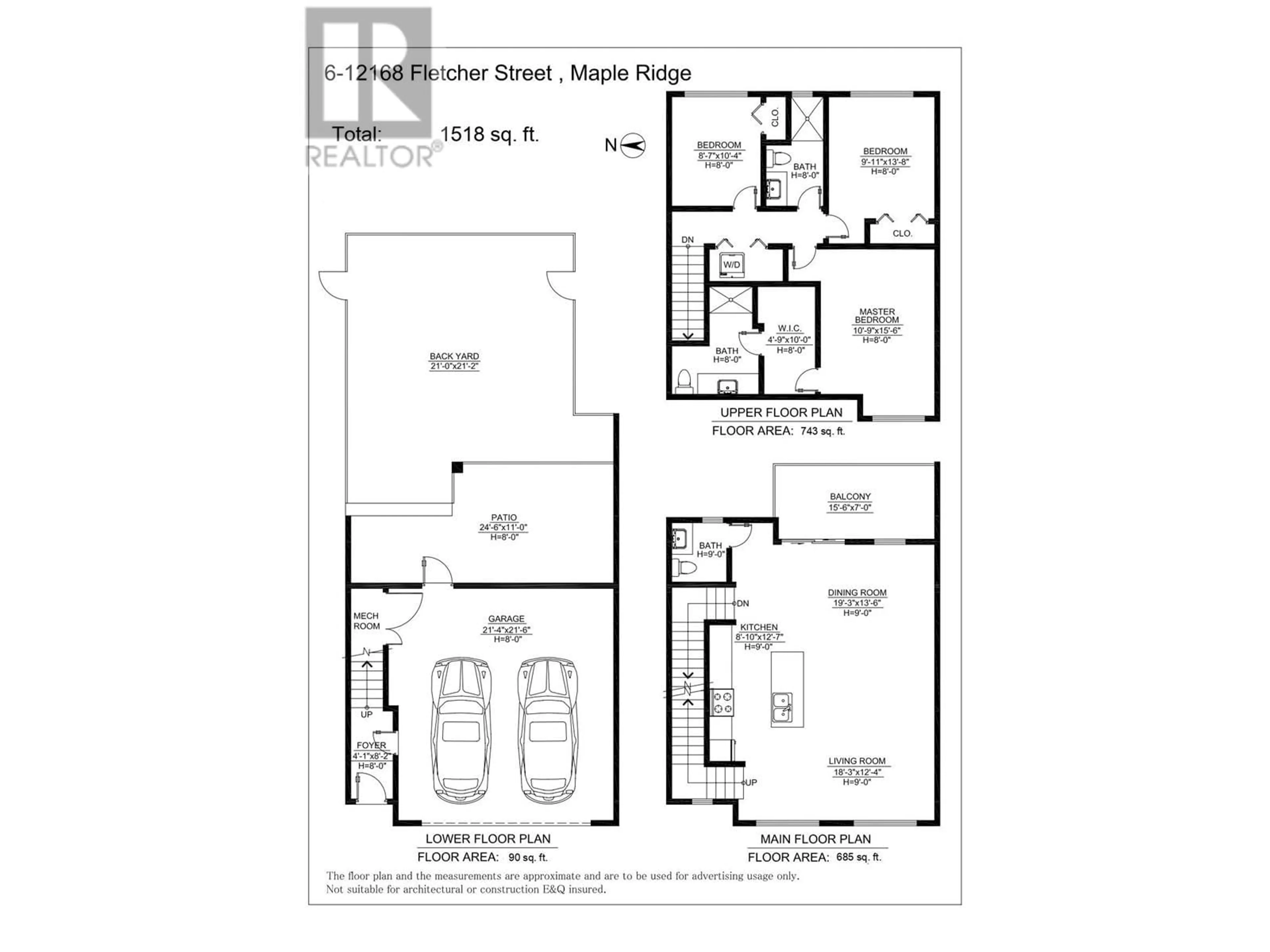 Floor plan for 6 - 12168 FLETCHER STREET, Maple Ridge British Columbia V2X6K9