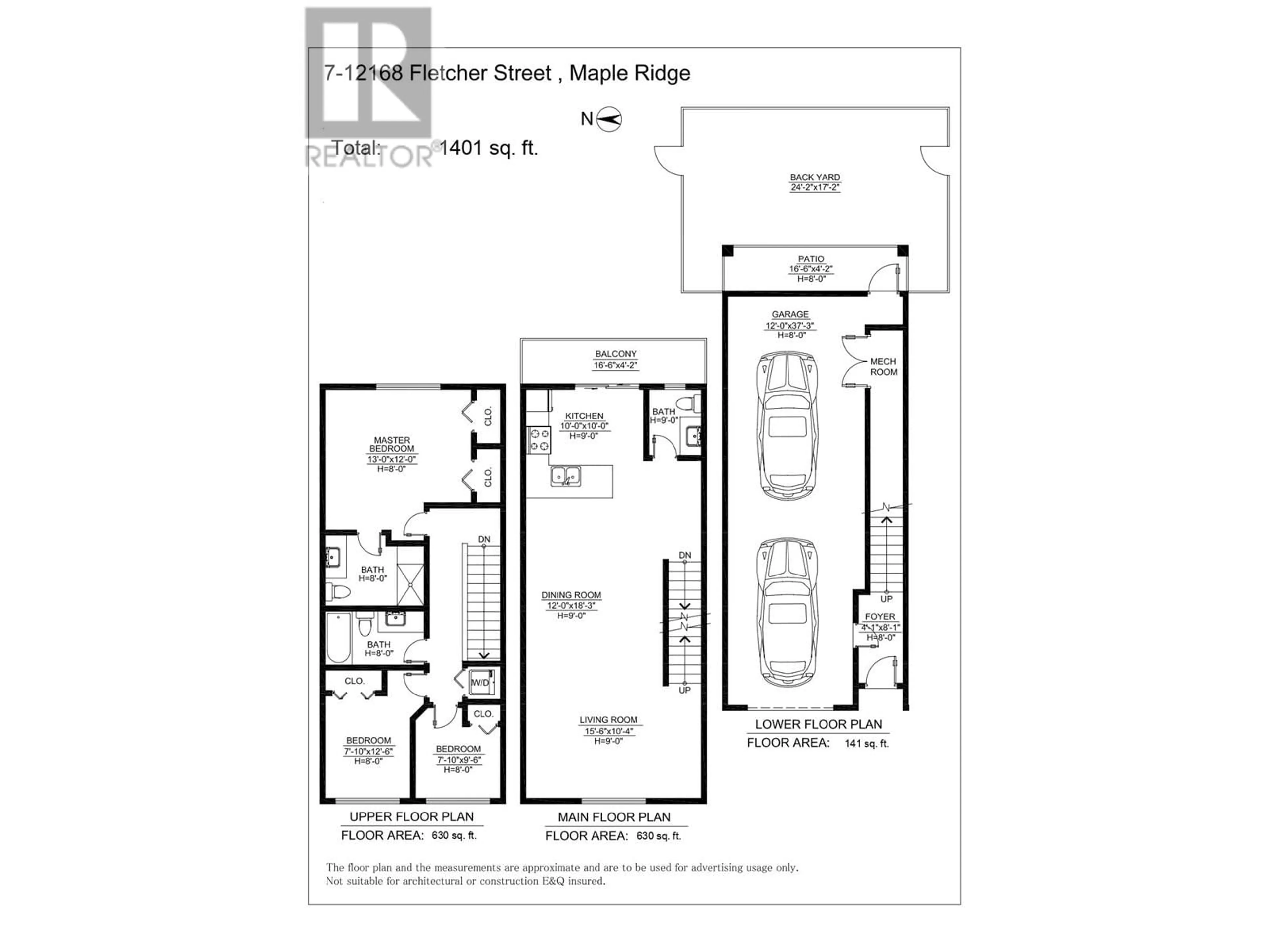 Floor plan for 7 - 12168 FLETCHER STREET, Maple Ridge British Columbia V2X6K9