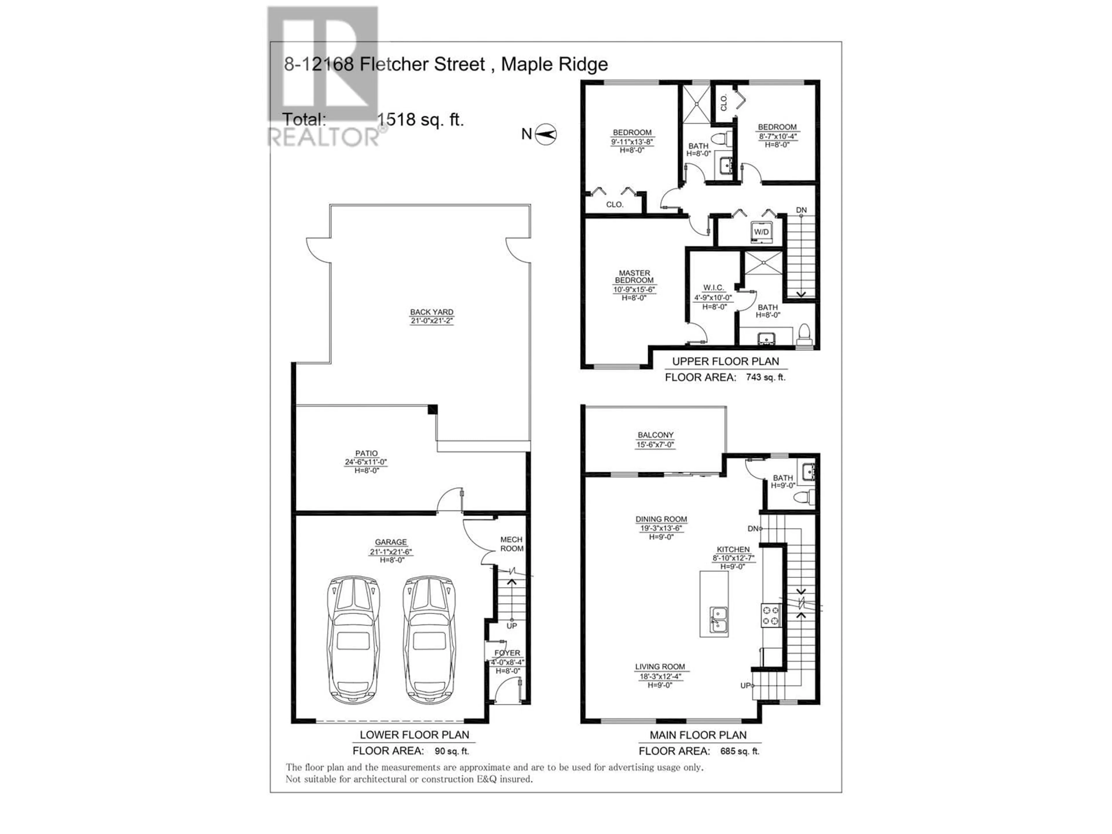 Floor plan for 8 - 12168 FLETCHER STREET, Maple Ridge British Columbia V2X6K9