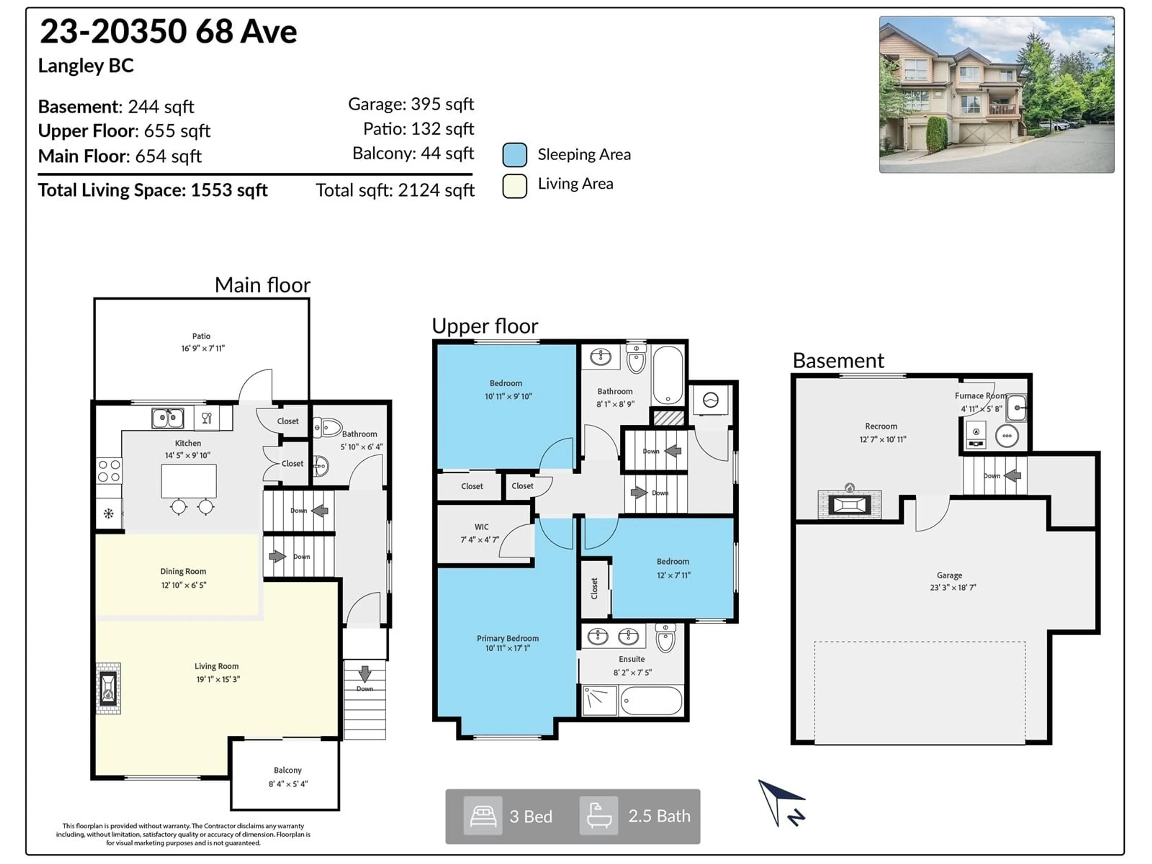 Floor plan for 23 - 20350 68, Langley British Columbia V2Y3A5