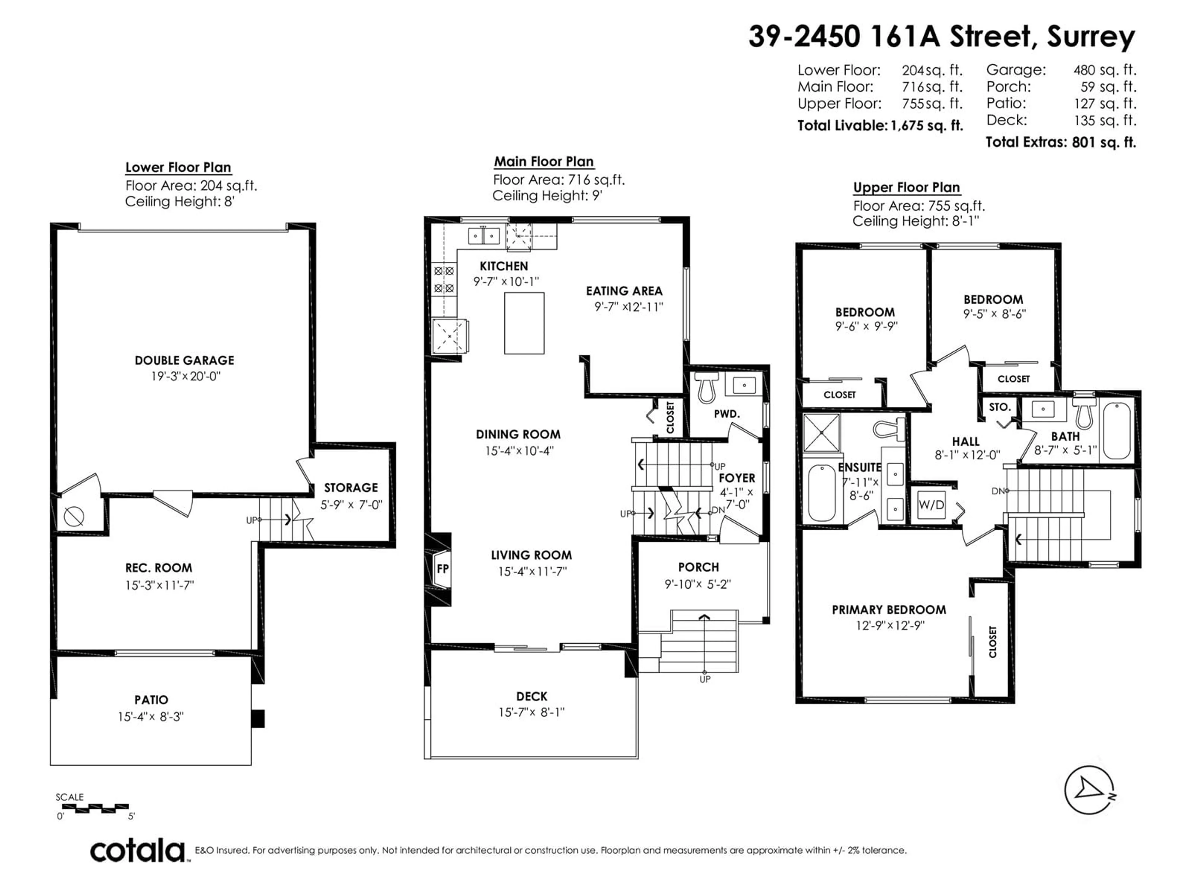 Floor plan for 39 - 2450 161A, Surrey British Columbia V3Z8K4