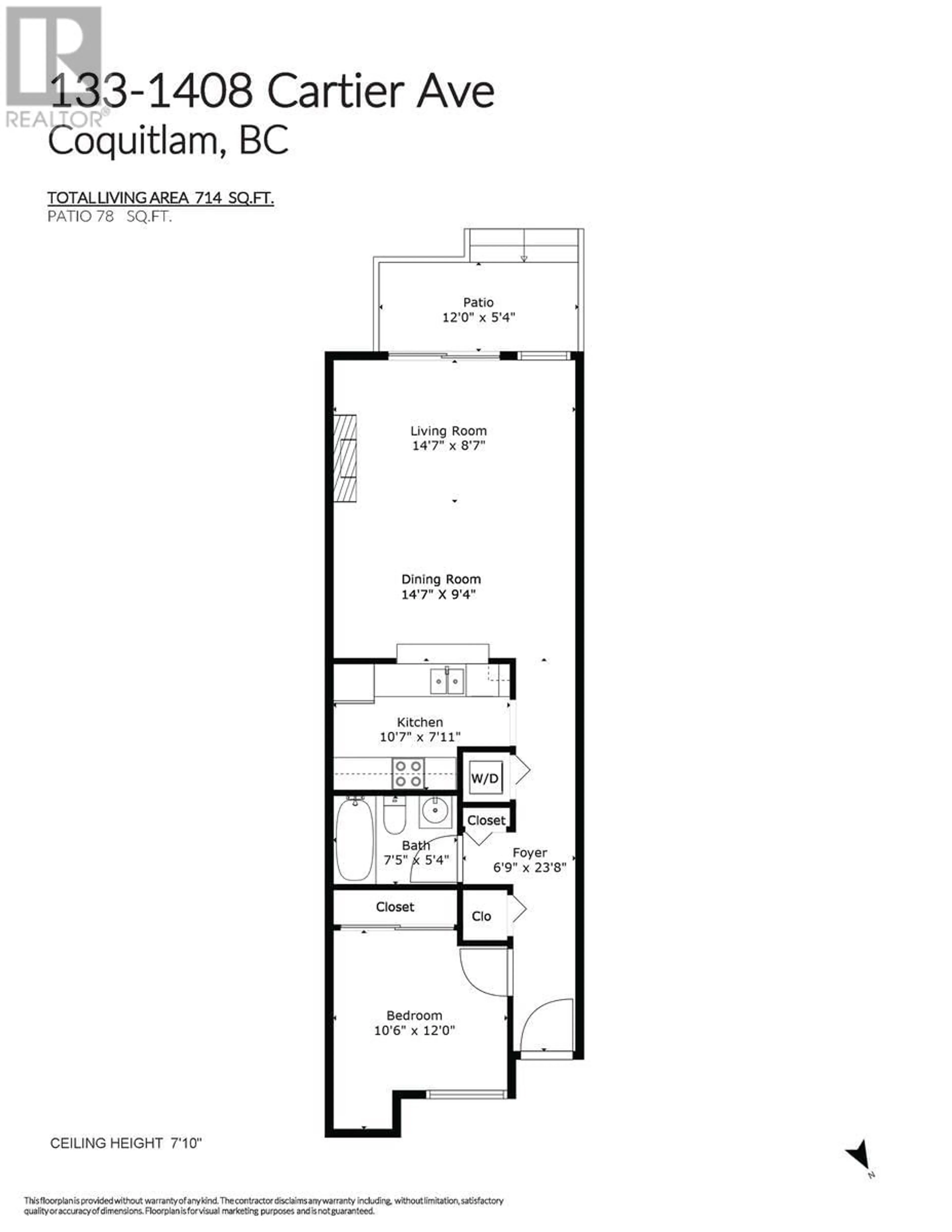 Floor plan for 133 - 1408 CARTIER AVENUE, Coquitlam British Columbia V3K7A4