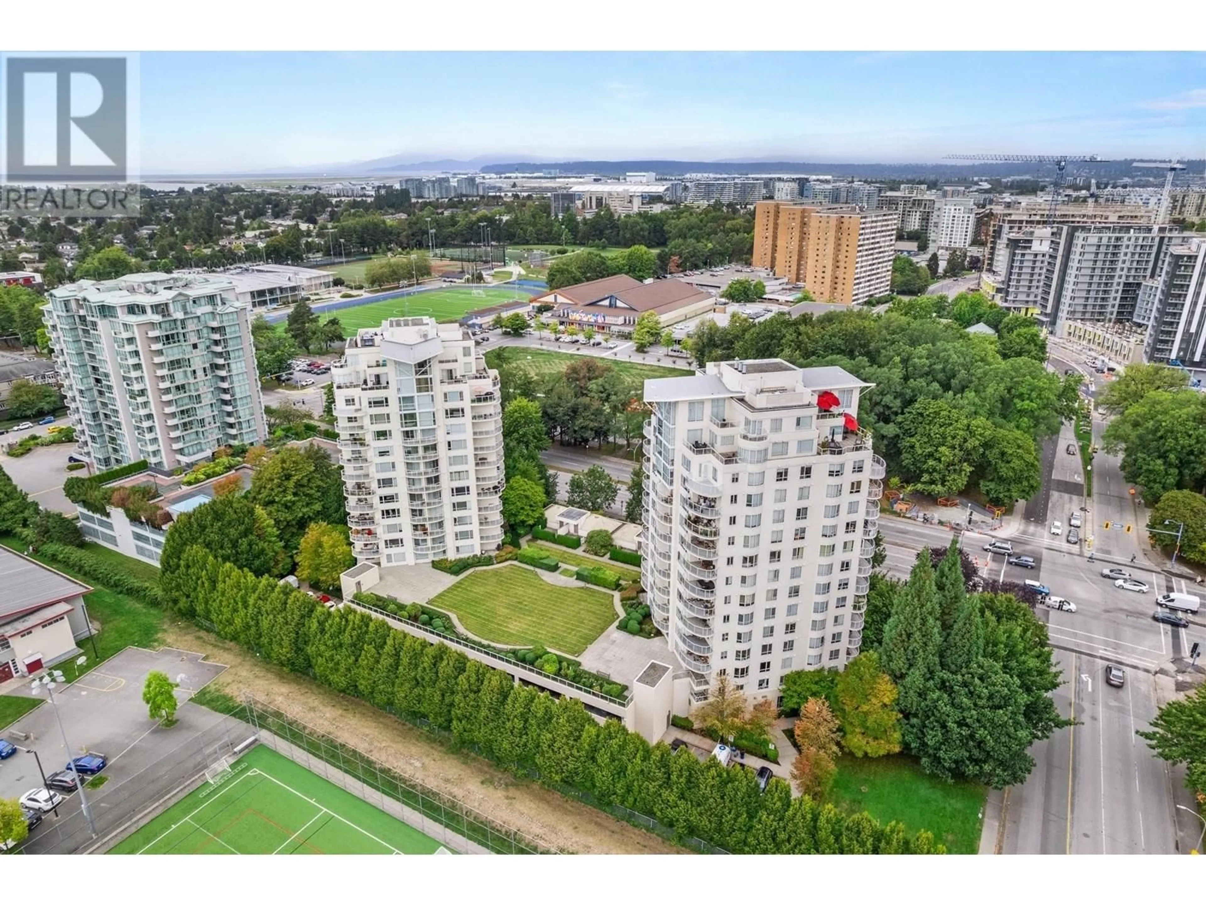 A pic from outside/outdoor area/front of a property/back of a property/a pic from drone, city buildings view from balcony for 405 - 7680 GRANVILLE AVENUE, Richmond British Columbia V6Y4B9