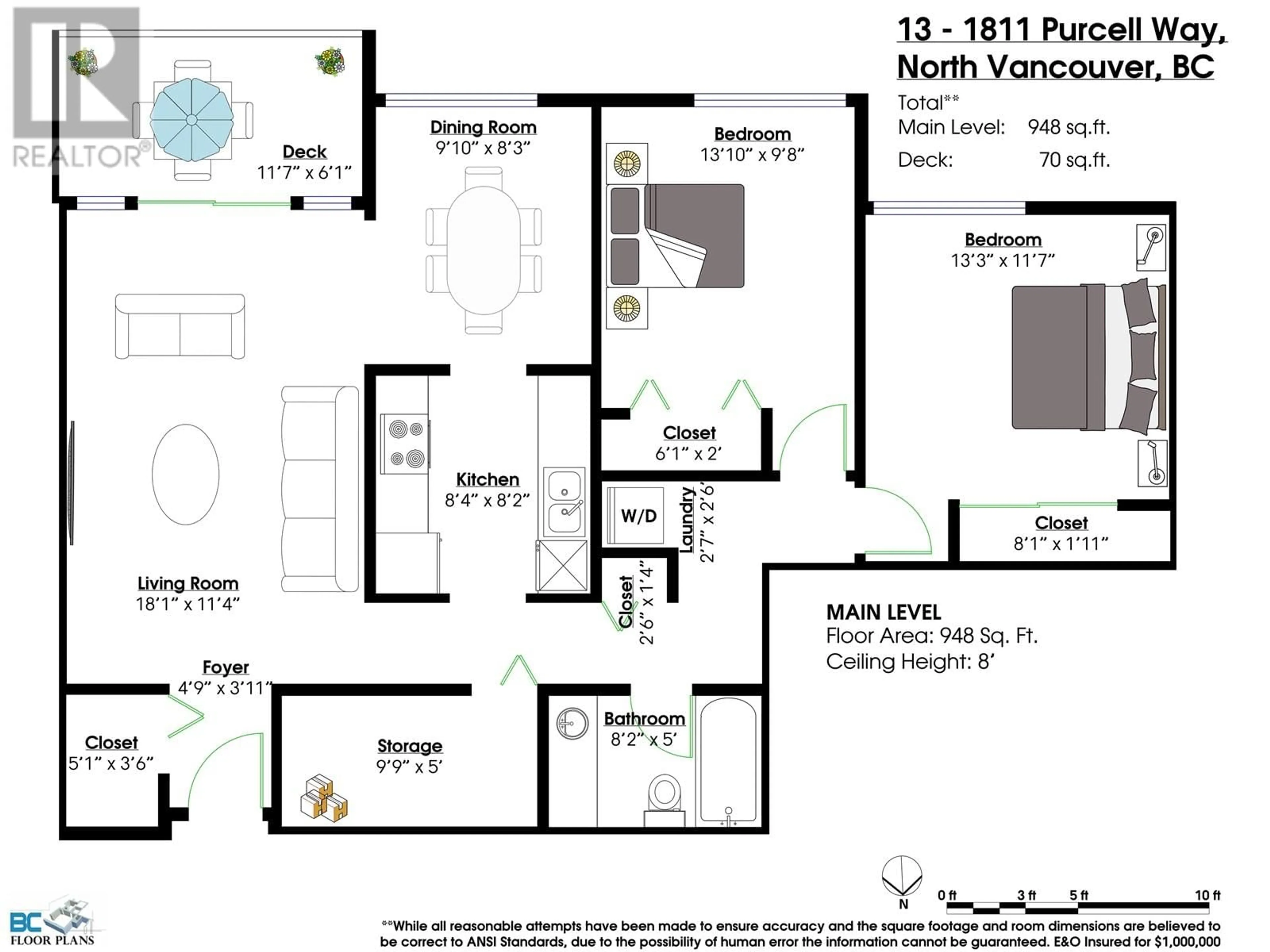 Floor plan for 13 - 1811 PURCELL WAY, North Vancouver British Columbia V7J3H4