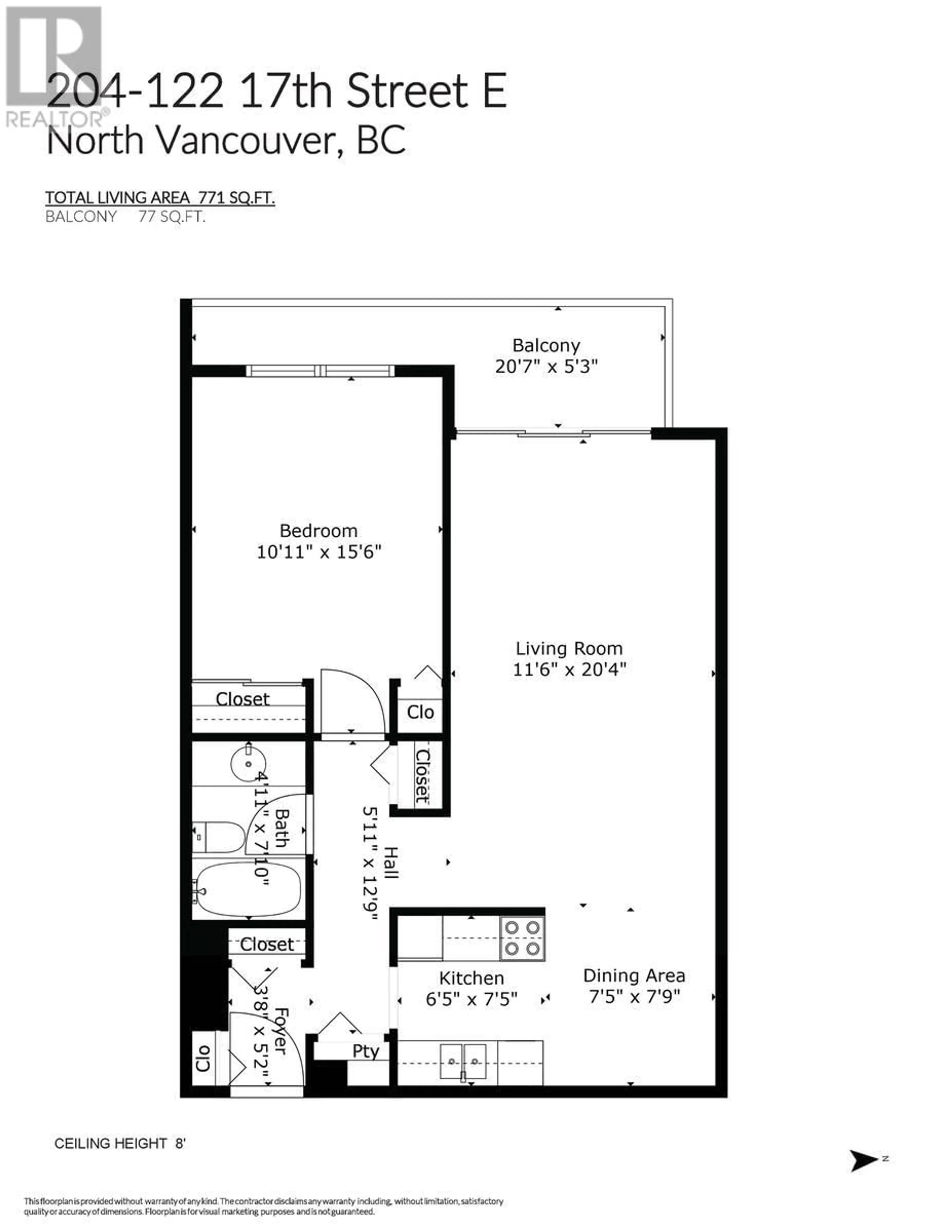 Floor plan for 204 - 122 17TH STREET, North Vancouver British Columbia V7L2V5