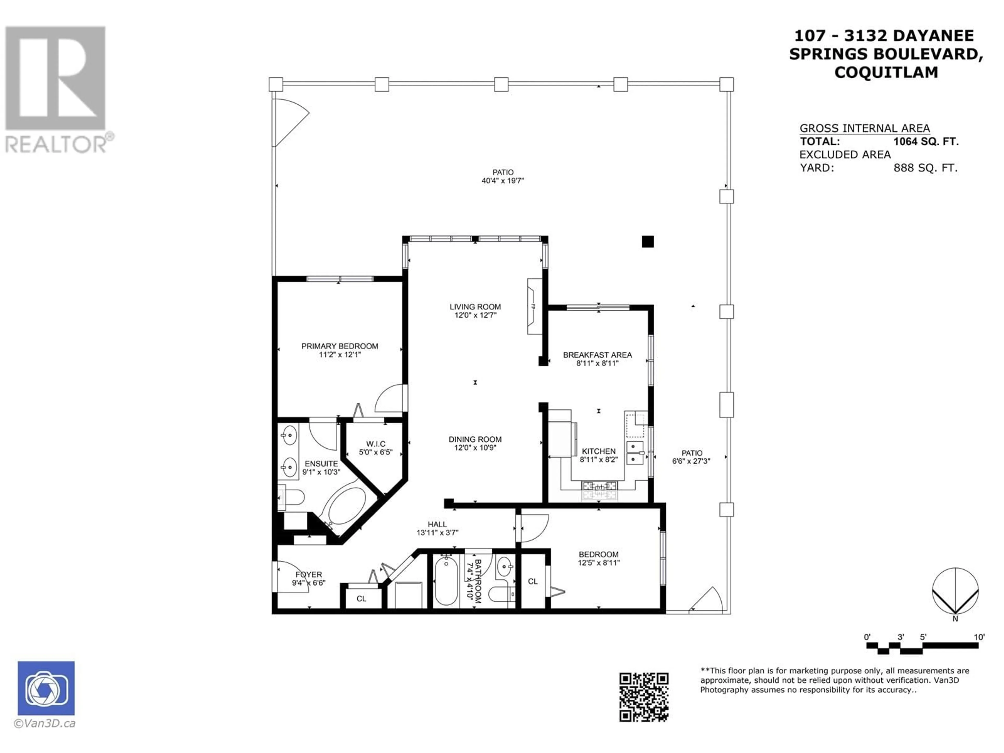 Floor plan for 107 - 3132 DAYANEE SPRINGS BOULEVARD, Coquitlam British Columbia V3E0B5