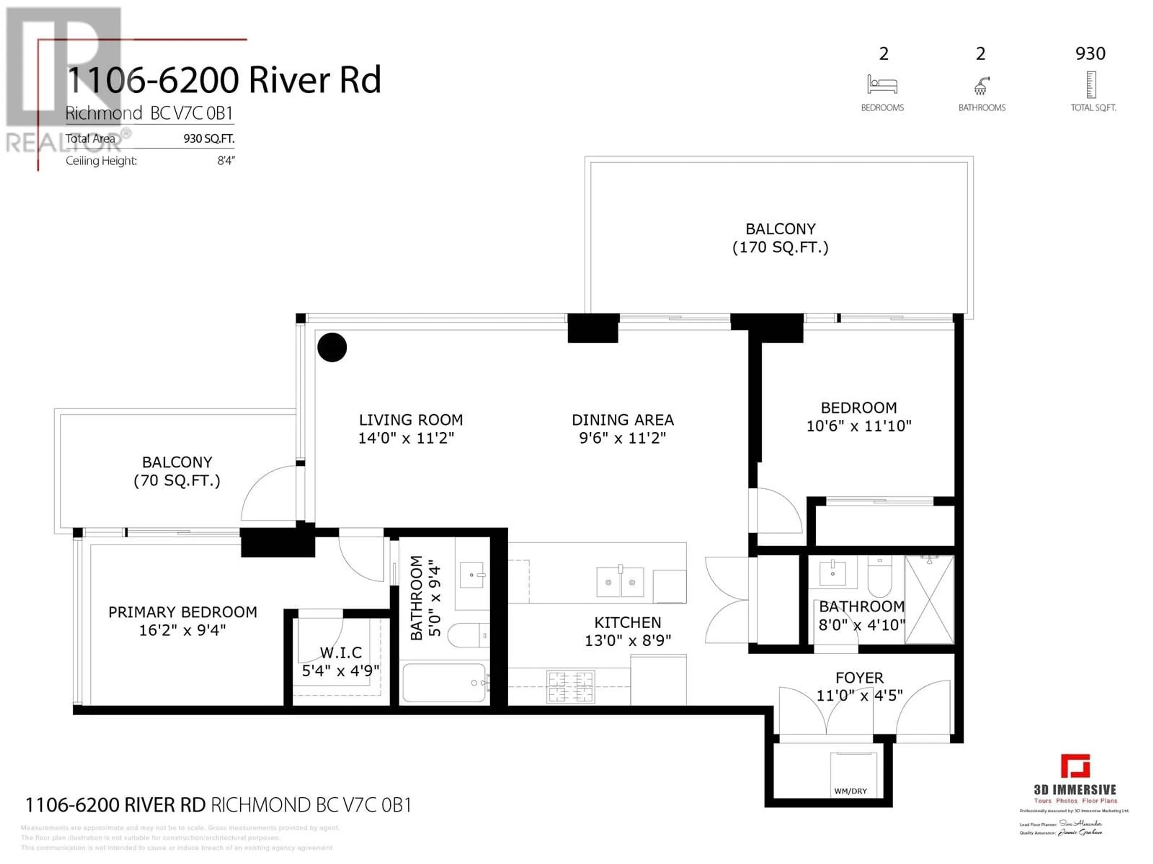 Floor plan for 1106 - 6200 RIVER ROAD, Richmond British Columbia V7C0B1