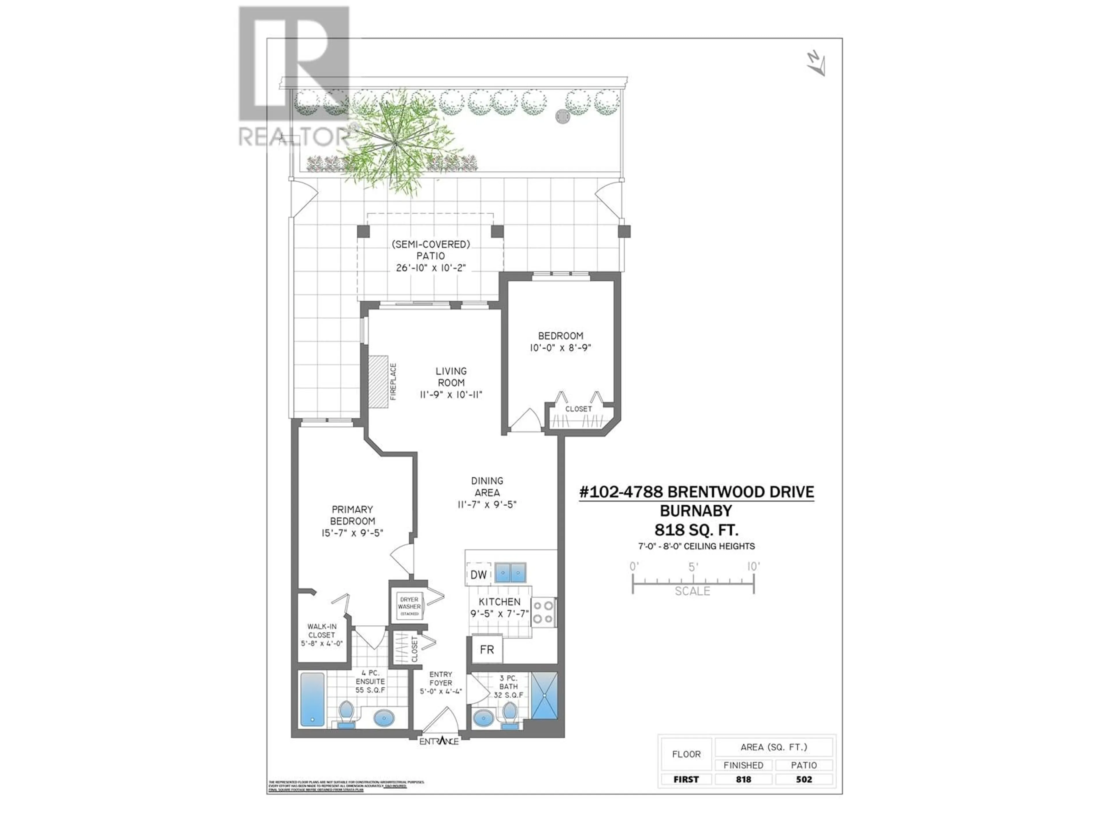 Floor plan for 102 - 4788 BRENTWOOD DRIVE, Burnaby British Columbia V5C0C5