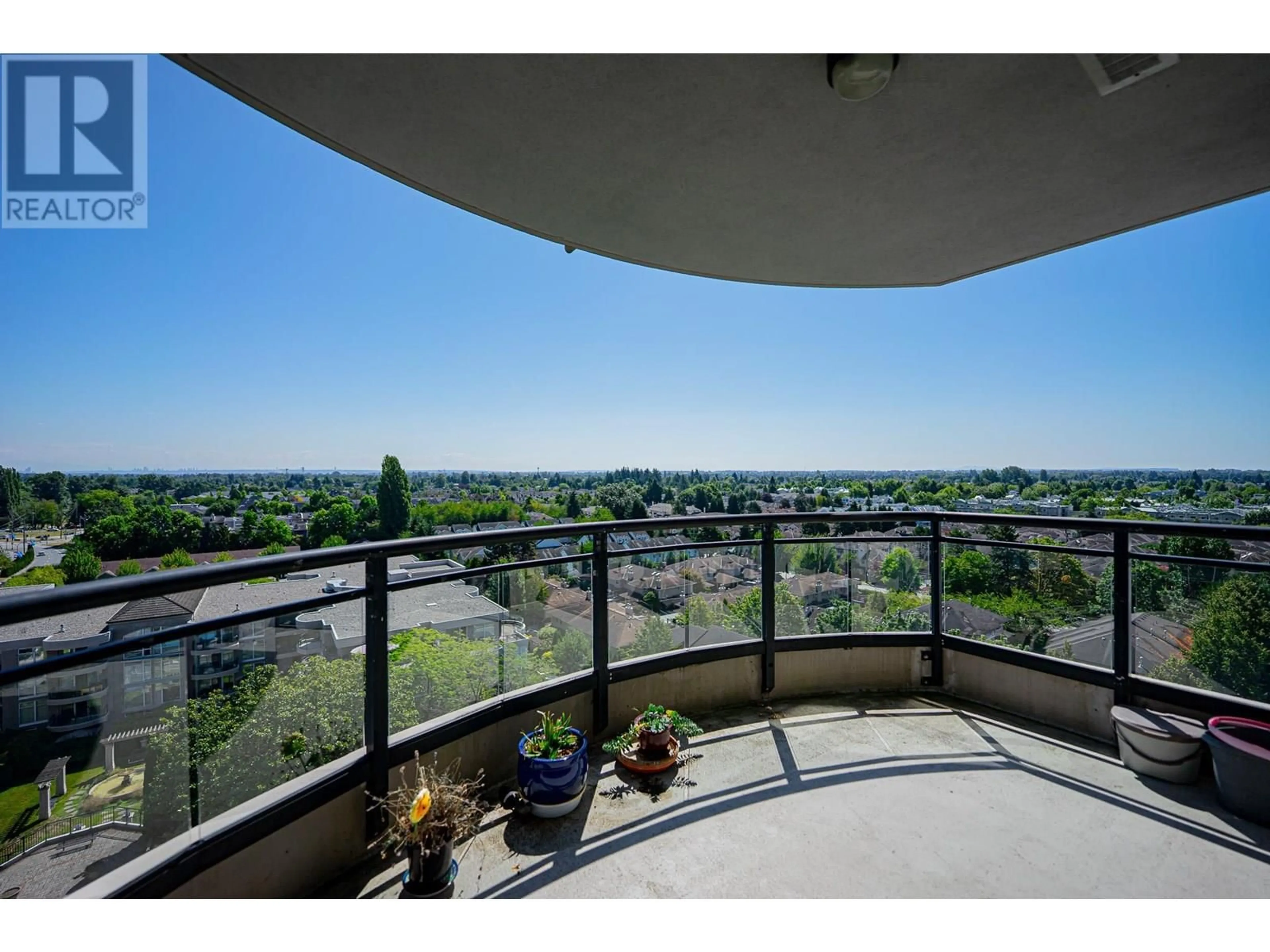 Balcony in the apartment, city buildings view from balcony for 1505 - 7080 ST. ALBANS ROAD, Richmond British Columbia V6Y4E6