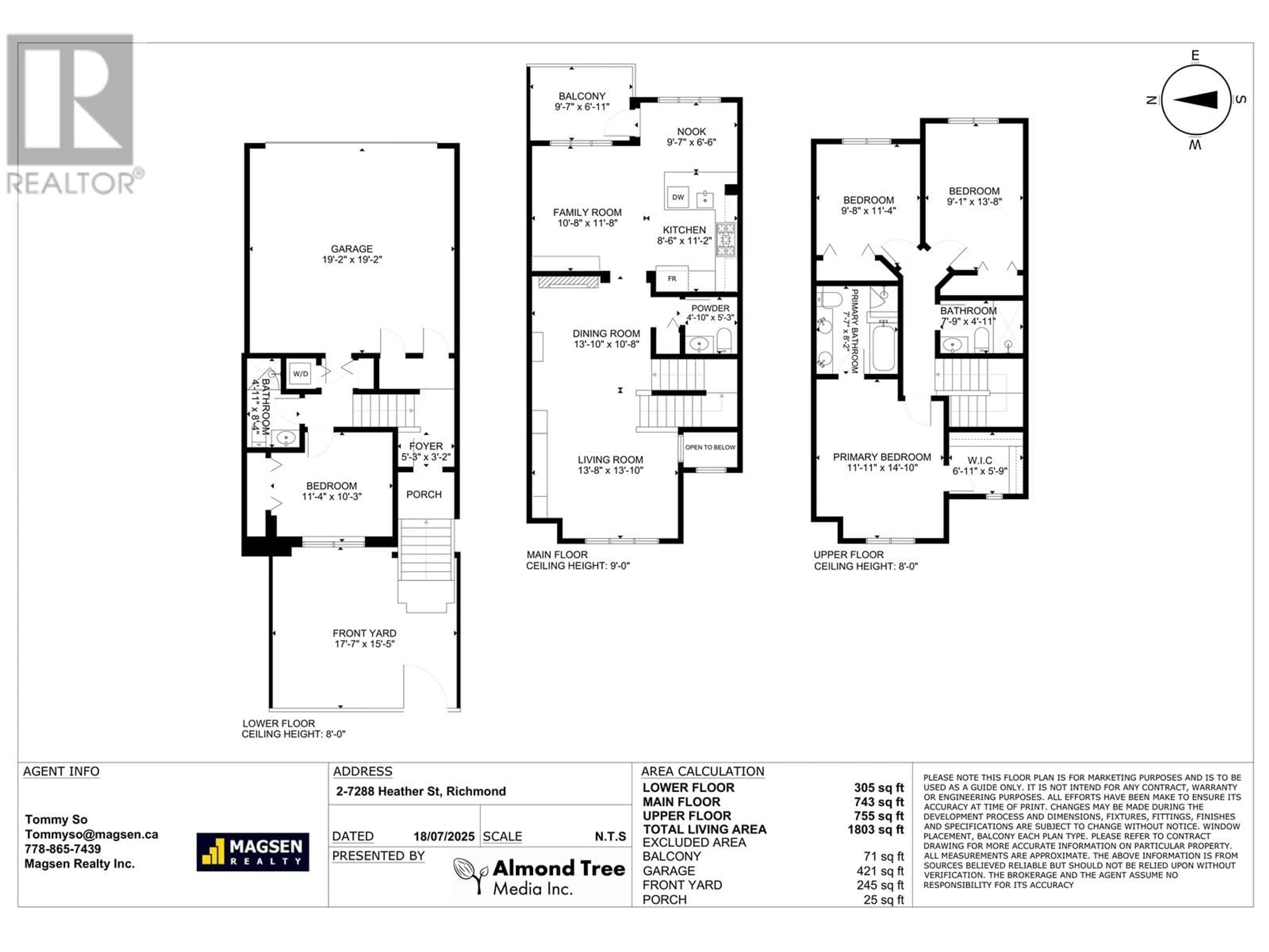 Floor plan for 2 - 7288 HEATHER STREET, Richmond British Columbia V6Y4L4