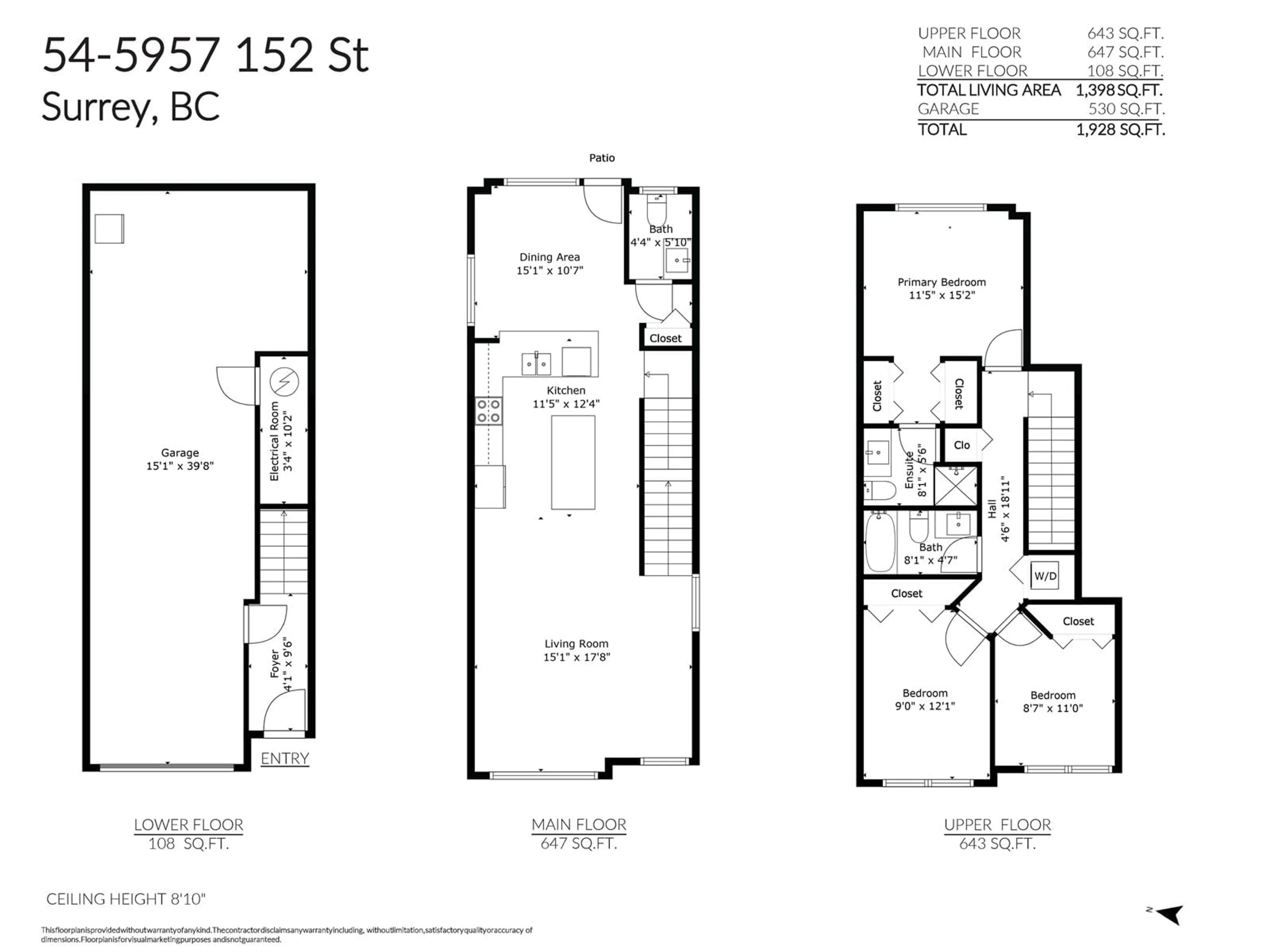 Floor plan for 54 - 5957 152, Surrey British Columbia V3S3K4