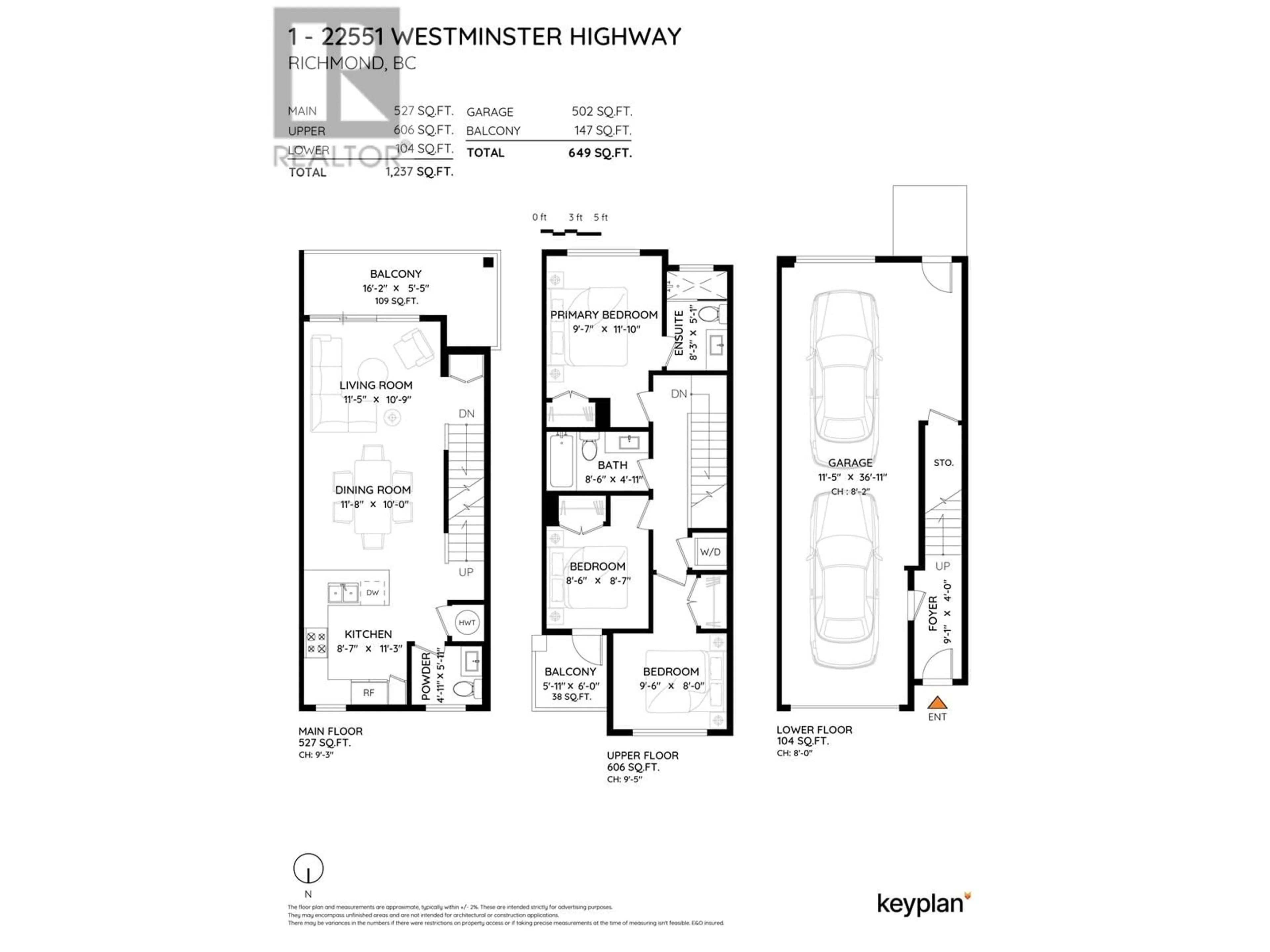 Floor plan for 1 - 22551 WESTMINSTER HIGHWAY, Richmond British Columbia V6V1B6