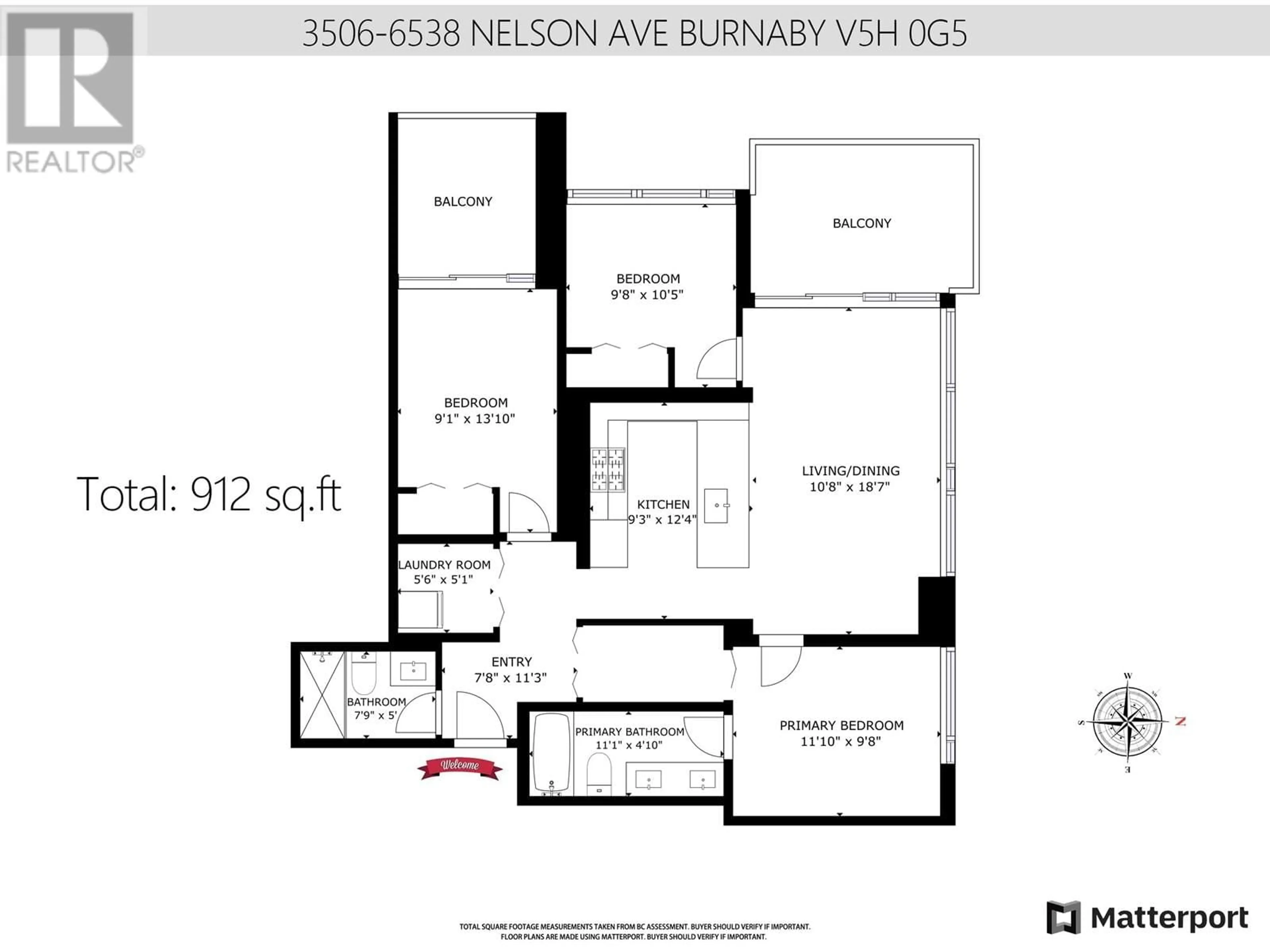 Floor plan for 3507 - 6538 NELSON AVENUE, Burnaby British Columbia V5H0G5