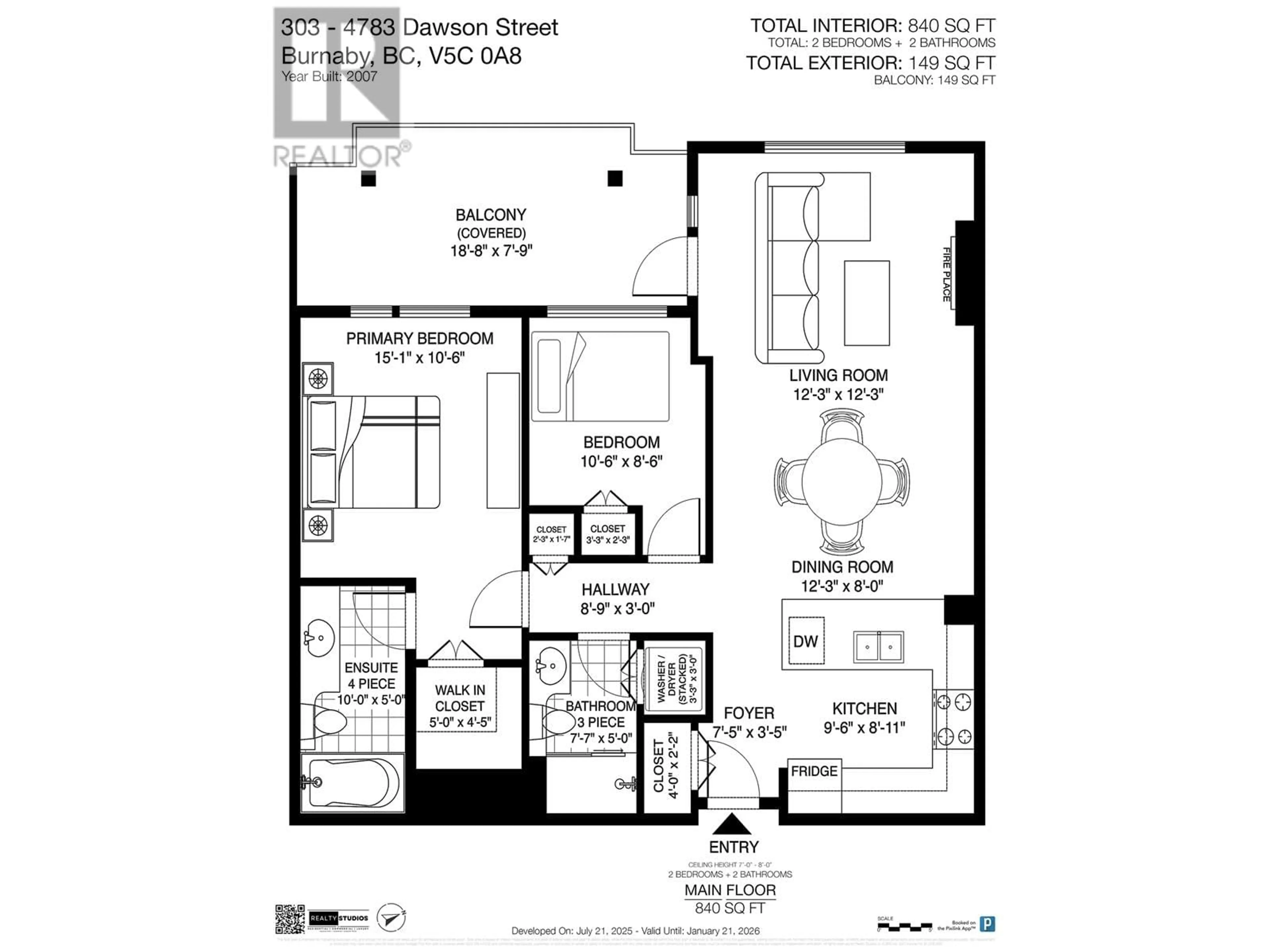 Floor plan for 303 - 4783 DAWSON STREET, Burnaby British Columbia V5C0A8
