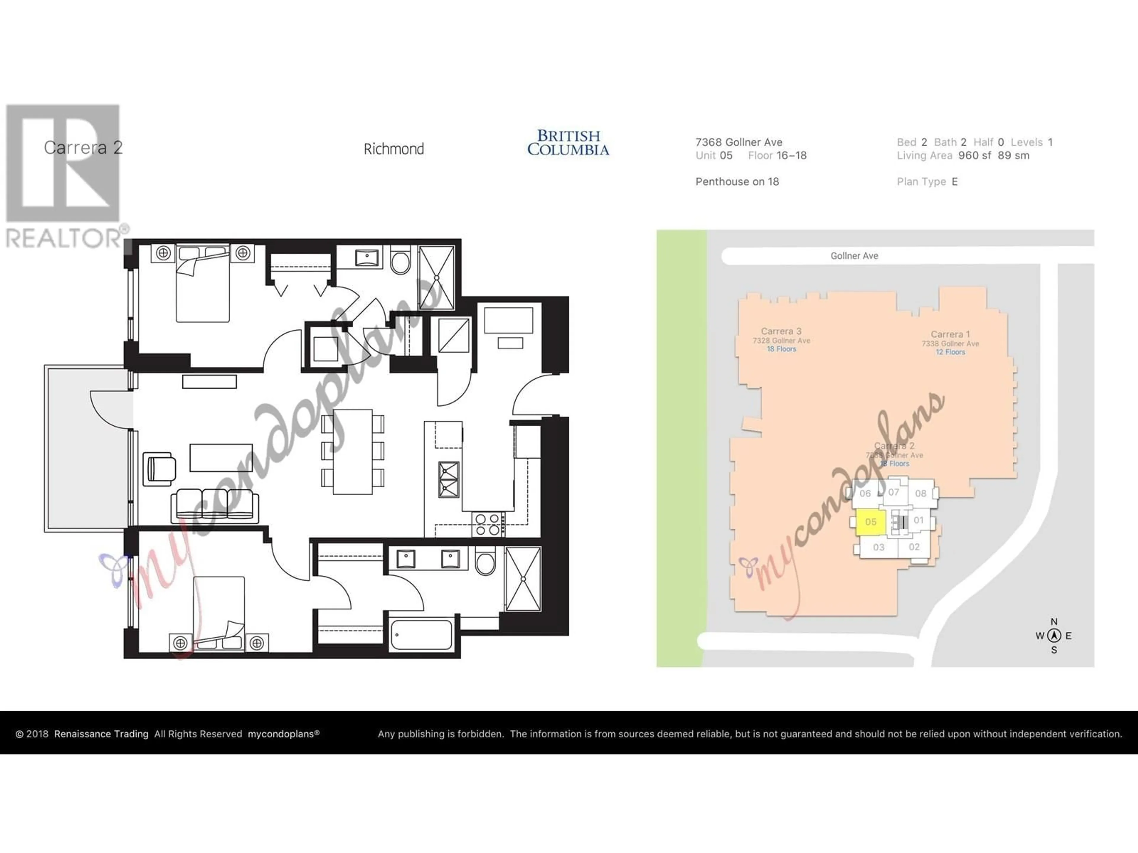 Floor plan for 1805 - 7368 GOLLNER AVENUE, Richmond British Columbia V6Y0H9