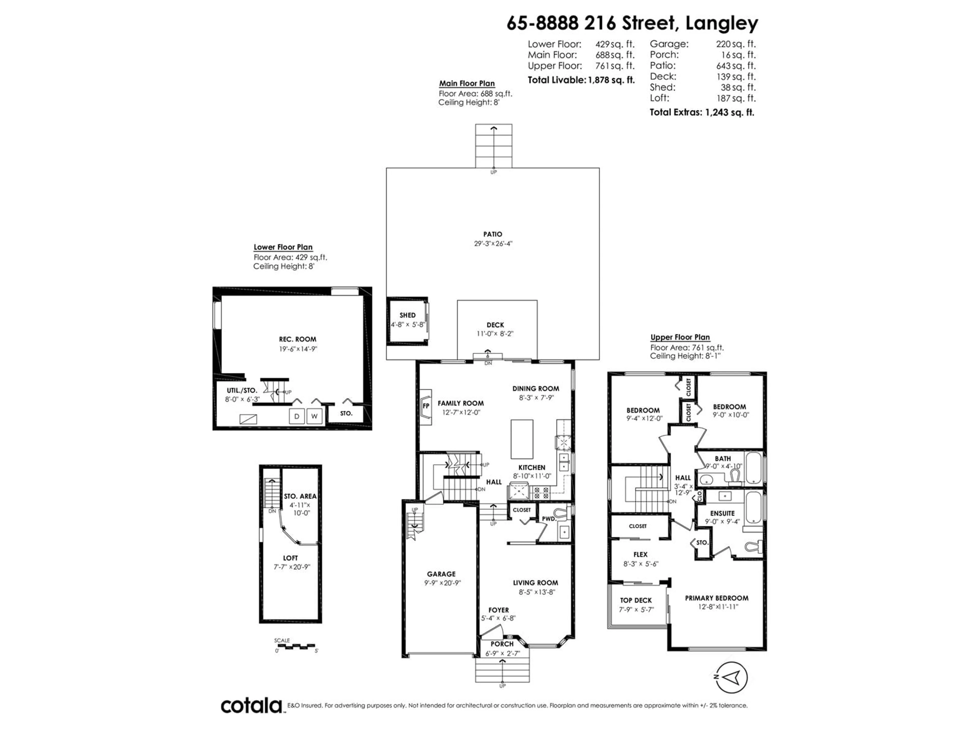 Floor plan for 65 - 8888 216, Langley British Columbia V1M3Z6