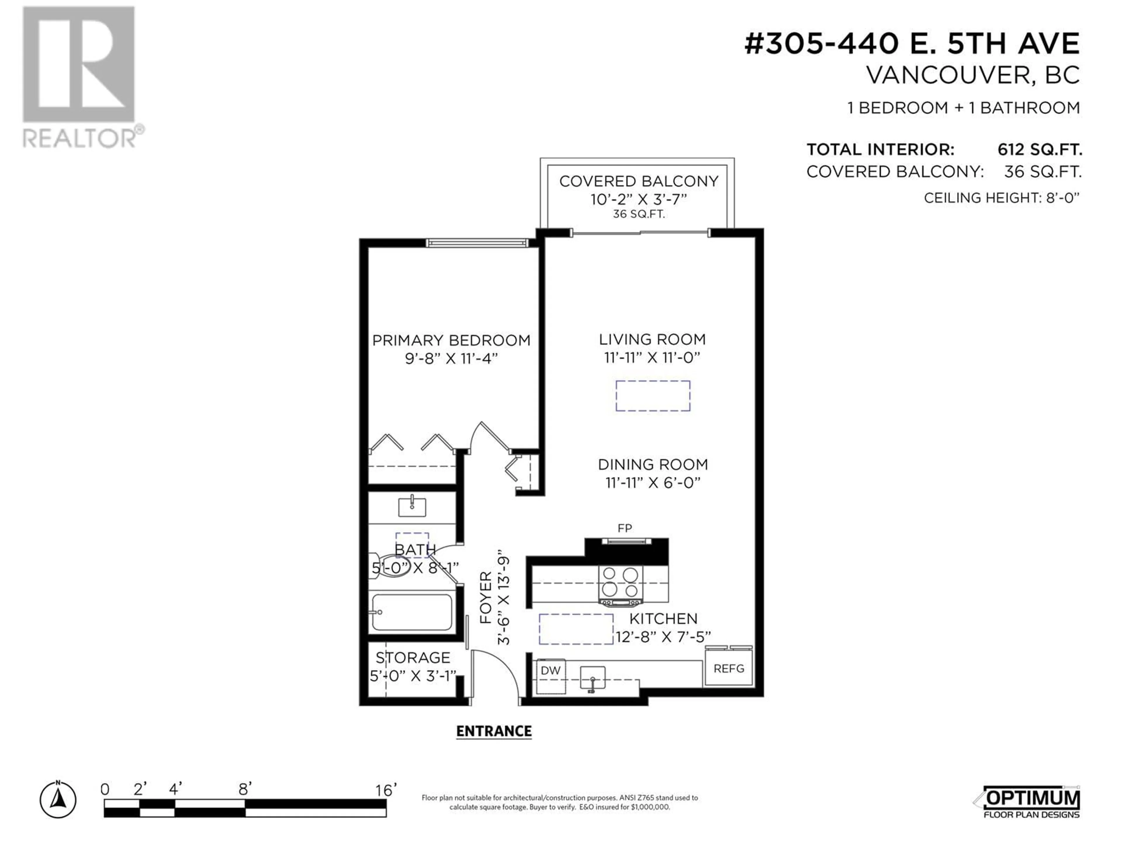 Floor plan for 305 - 440 5TH AVENUE, Vancouver British Columbia V5T1N5