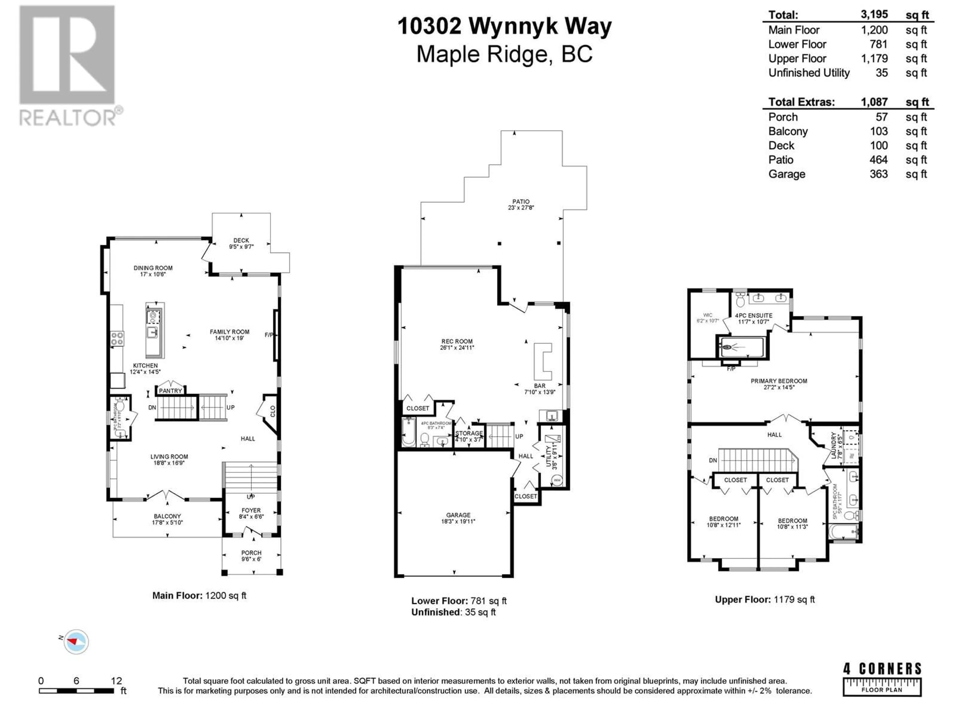 Floor plan for 10302 WYNNYK WAY, Maple Ridge British Columbia V2W1G3