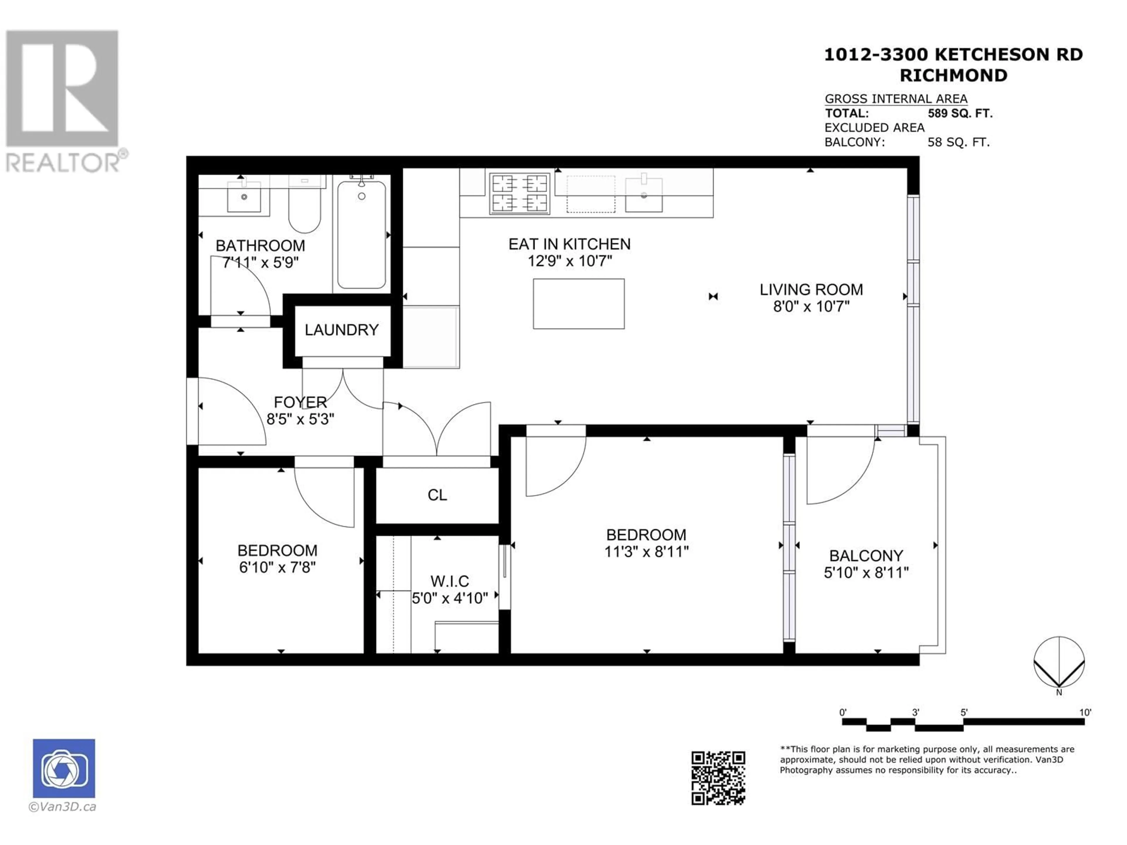 Floor plan for 1012 - 3300 KETCHESON ROAD, Richmond British Columbia V6X0S5