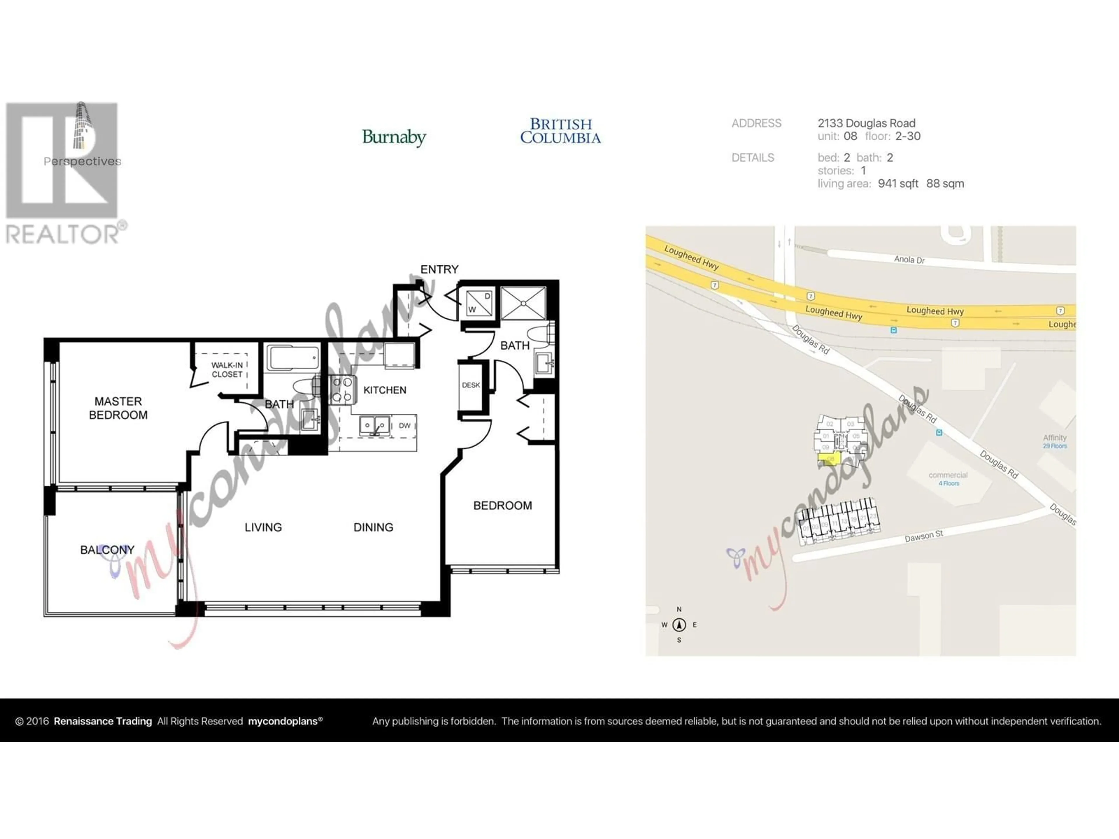 Floor plan for 1808 - 2133 DOUGLAS ROAD, Burnaby British Columbia V5C0E9