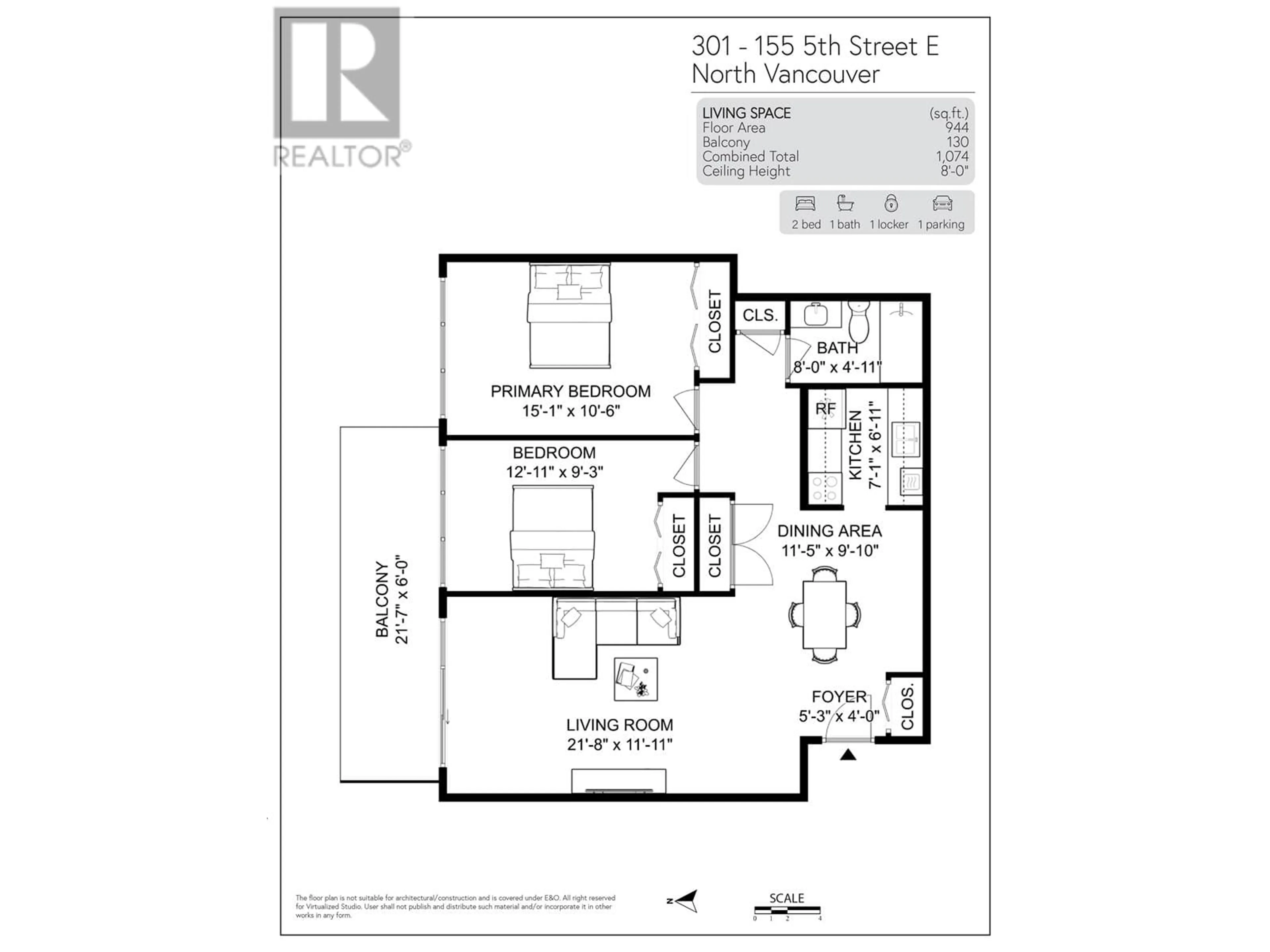 Floor plan for 301 - 155 5TH STREET, North Vancouver British Columbia V7L1L3