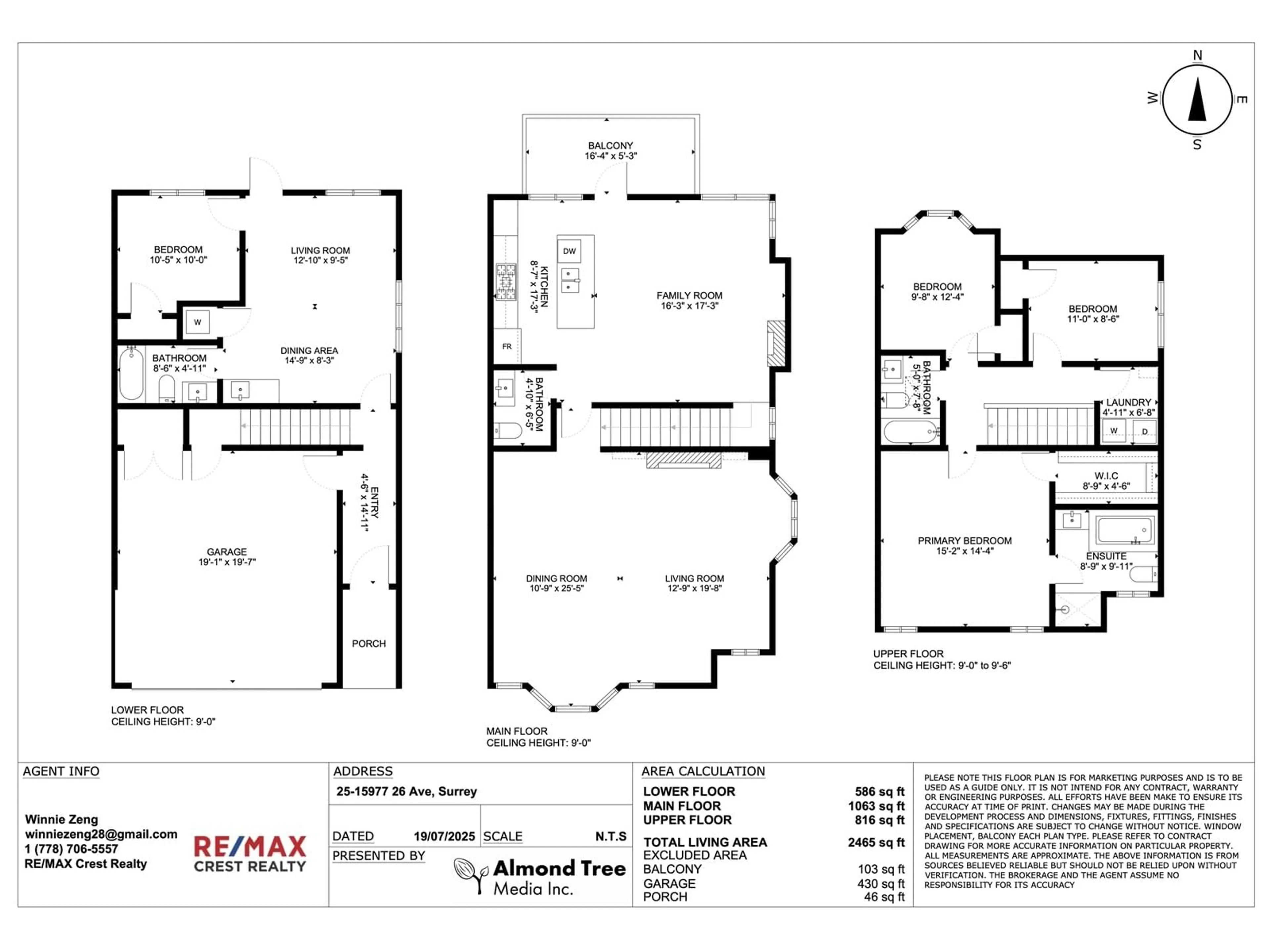 Floor plan for 25 - 15977 26, Surrey British Columbia V3Z2W7