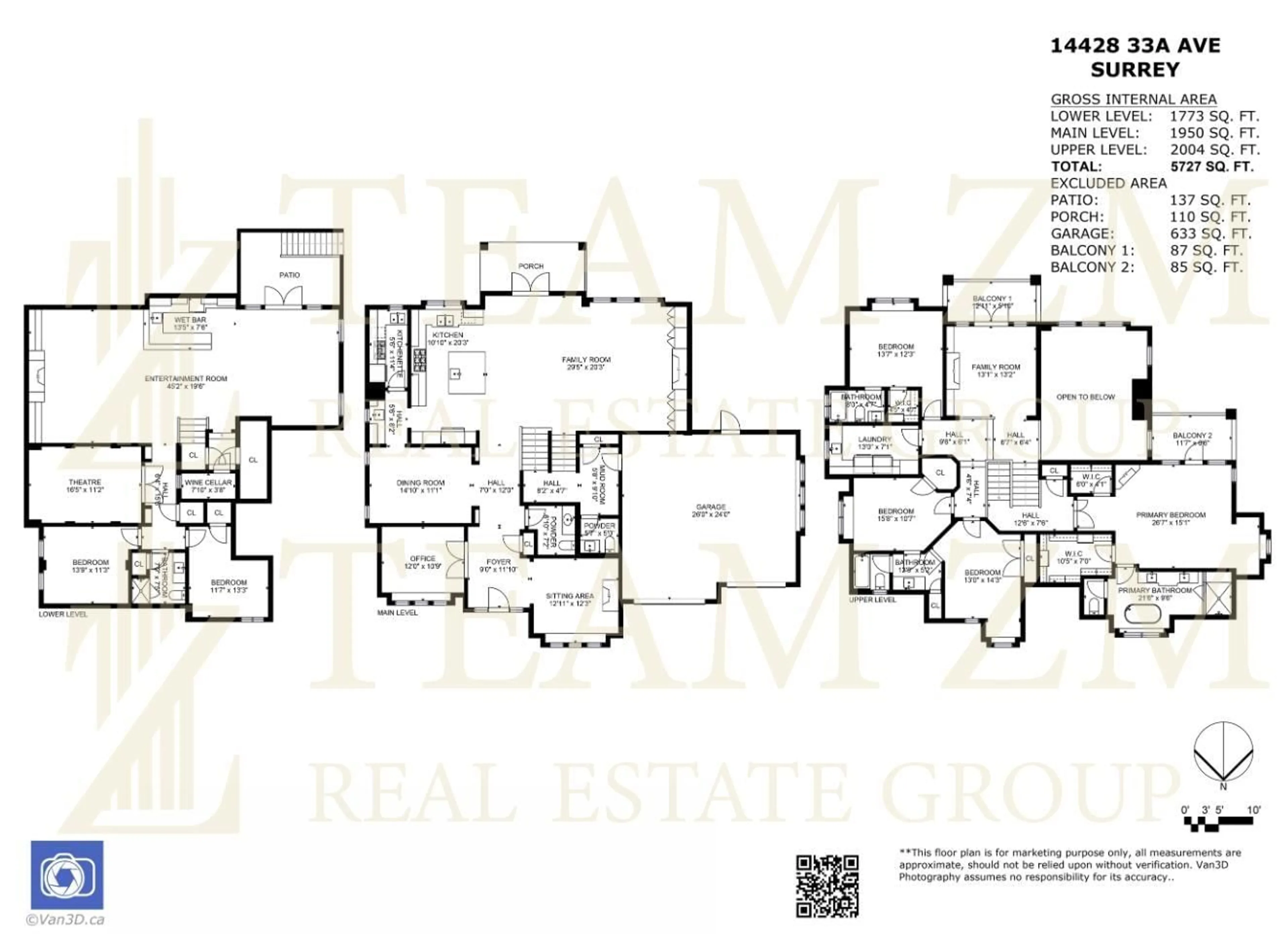 Floor plan for 14428 33A, Surrey British Columbia V4P3R7