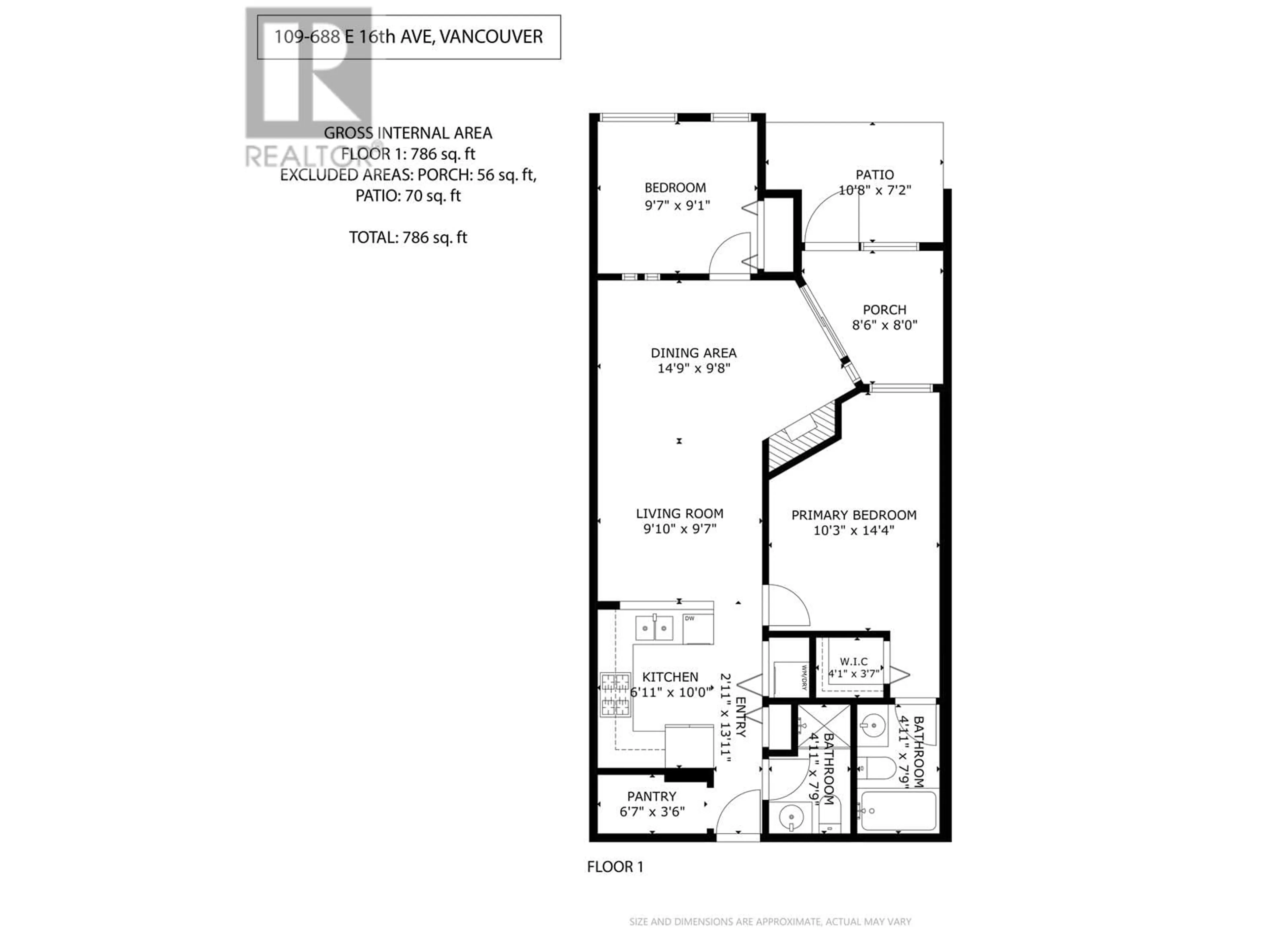 Floor plan for 109 - 688 16TH AVENUE, Vancouver British Columbia V5T2V4