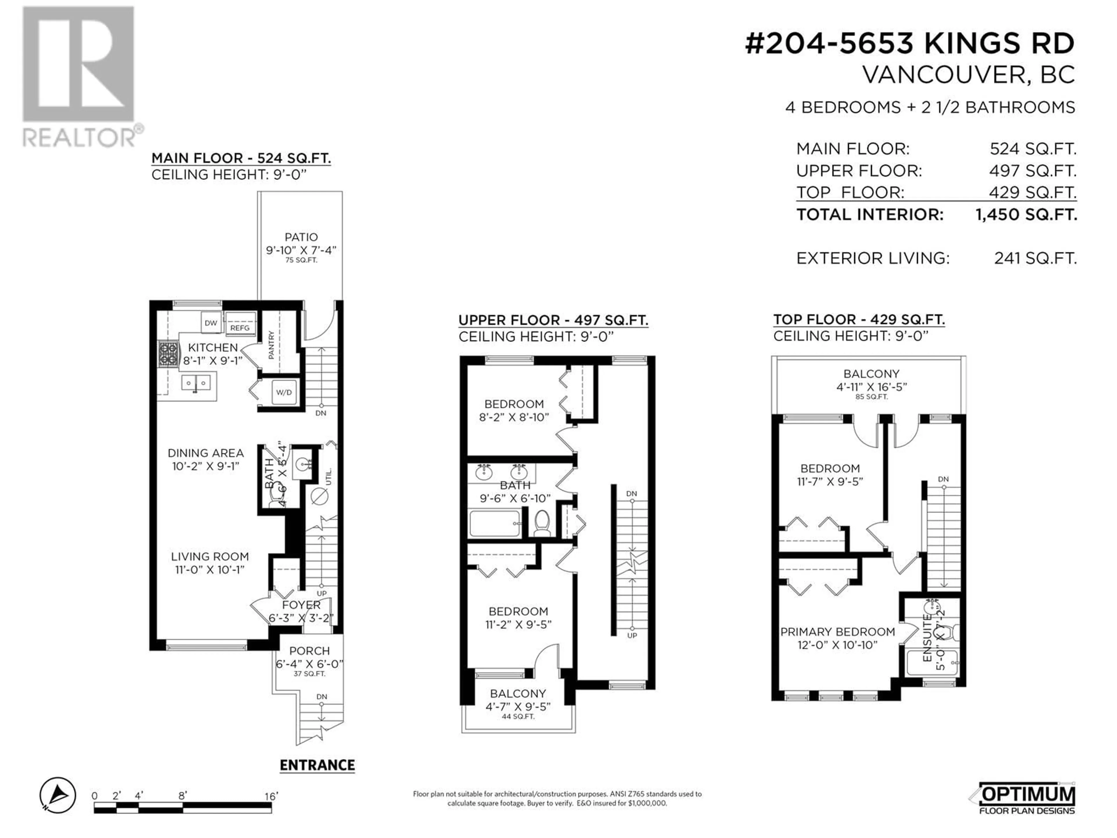 Floor plan for 204 - 5632 KINGS ROAD, Vancouver British Columbia V6T1K8