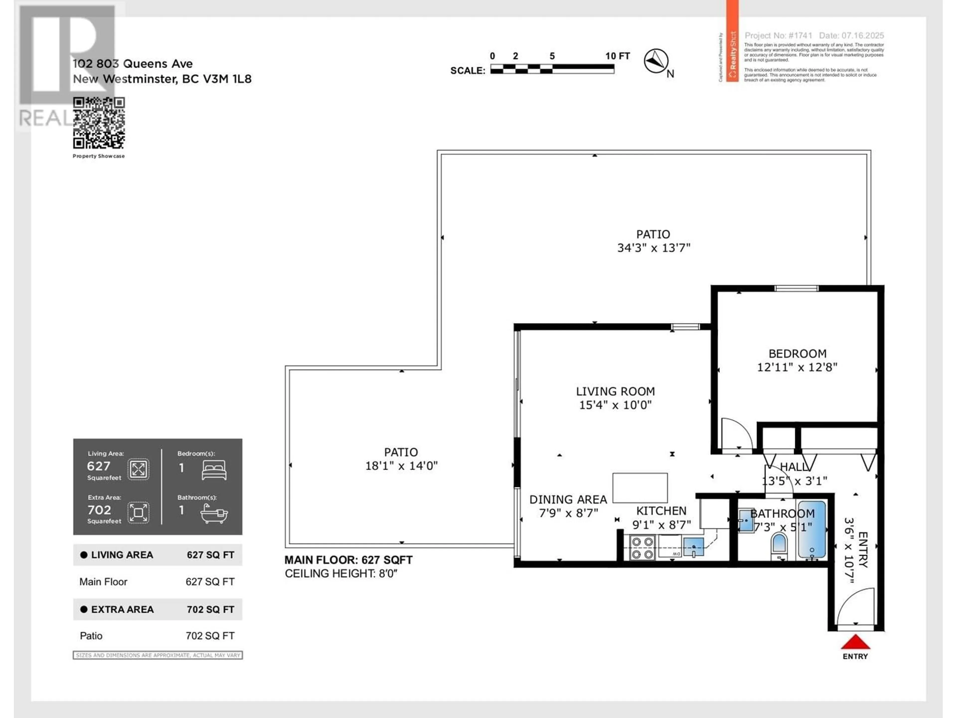 Floor plan for 102 - 803 QUEENS AVENUE, New Westminster British Columbia V3M1L8