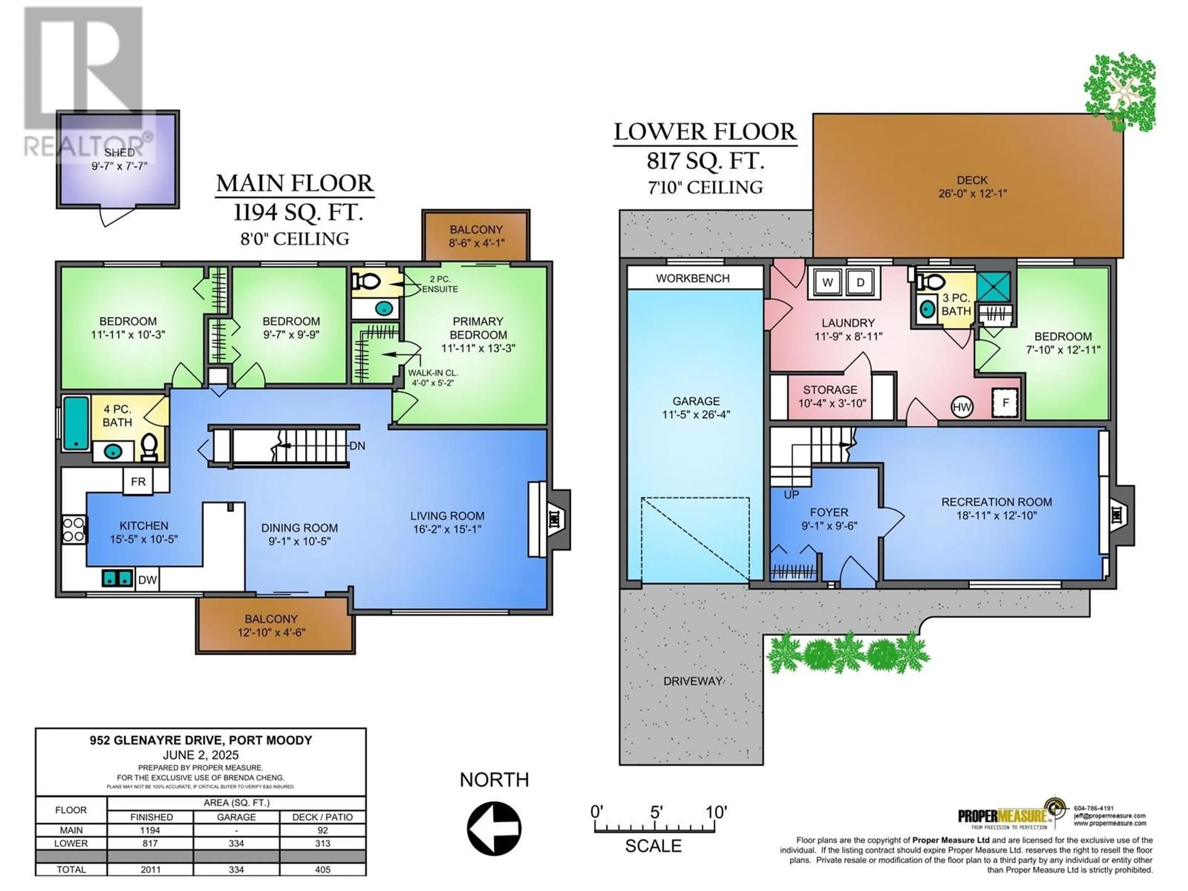 Floor plan for 952 GLENAYRE DRIVE, Port Moody British Columbia V3H1J5