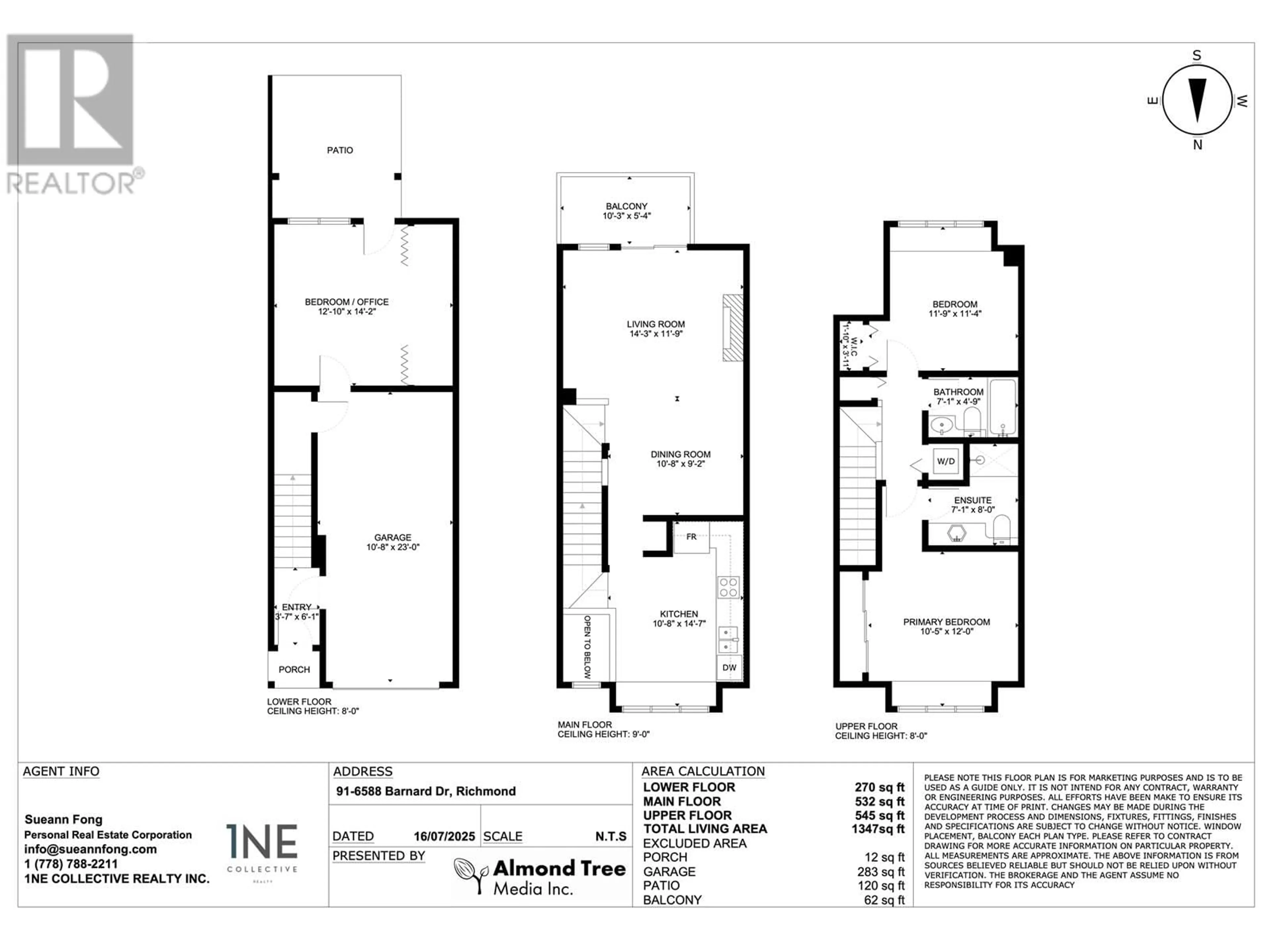 Floor plan for 91 - 6588 BARNARD DRIVE, Richmond British Columbia V7C5R8