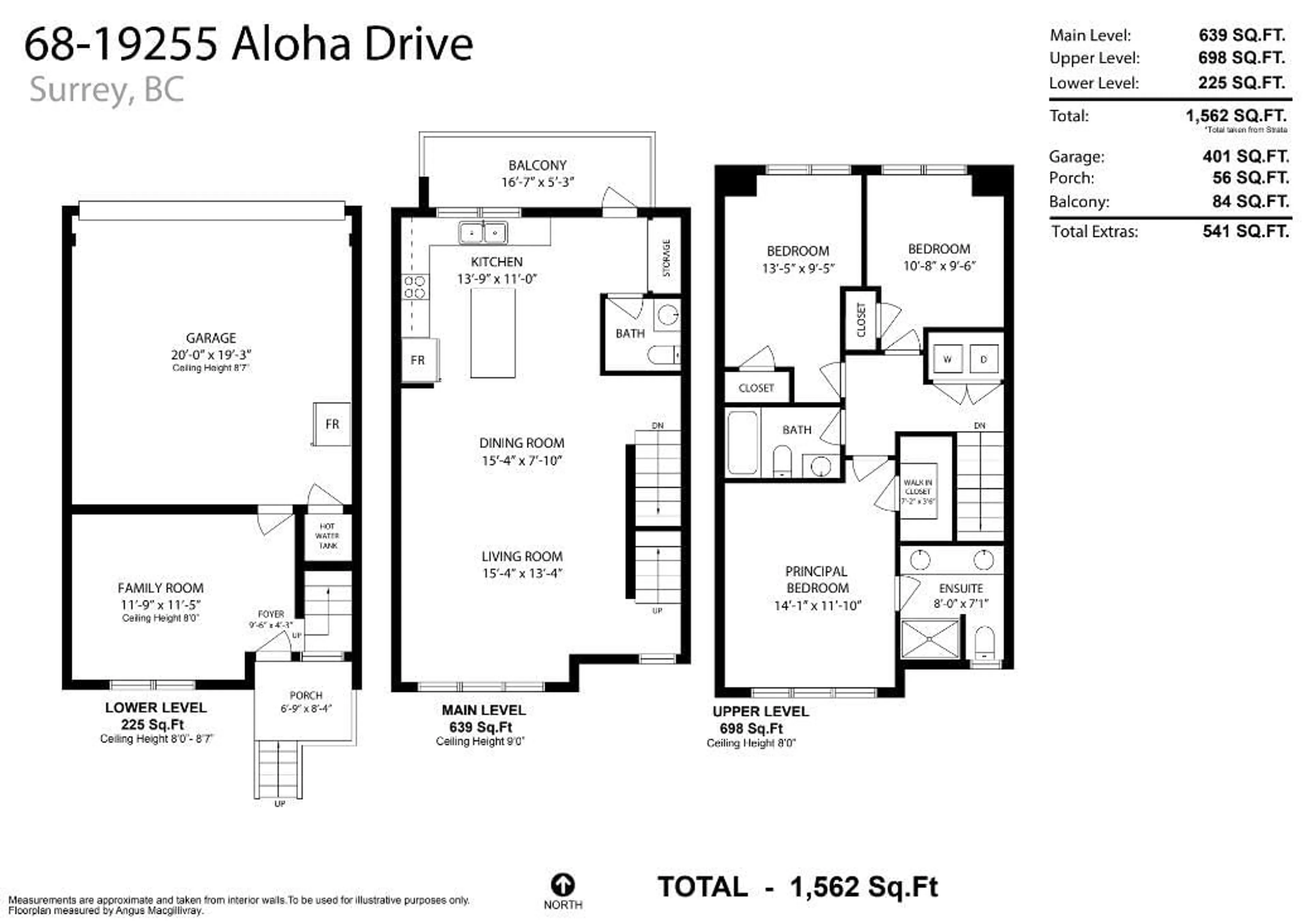 Floor plan for 68 - 19255 ALOHA, Surrey British Columbia V4N6T8