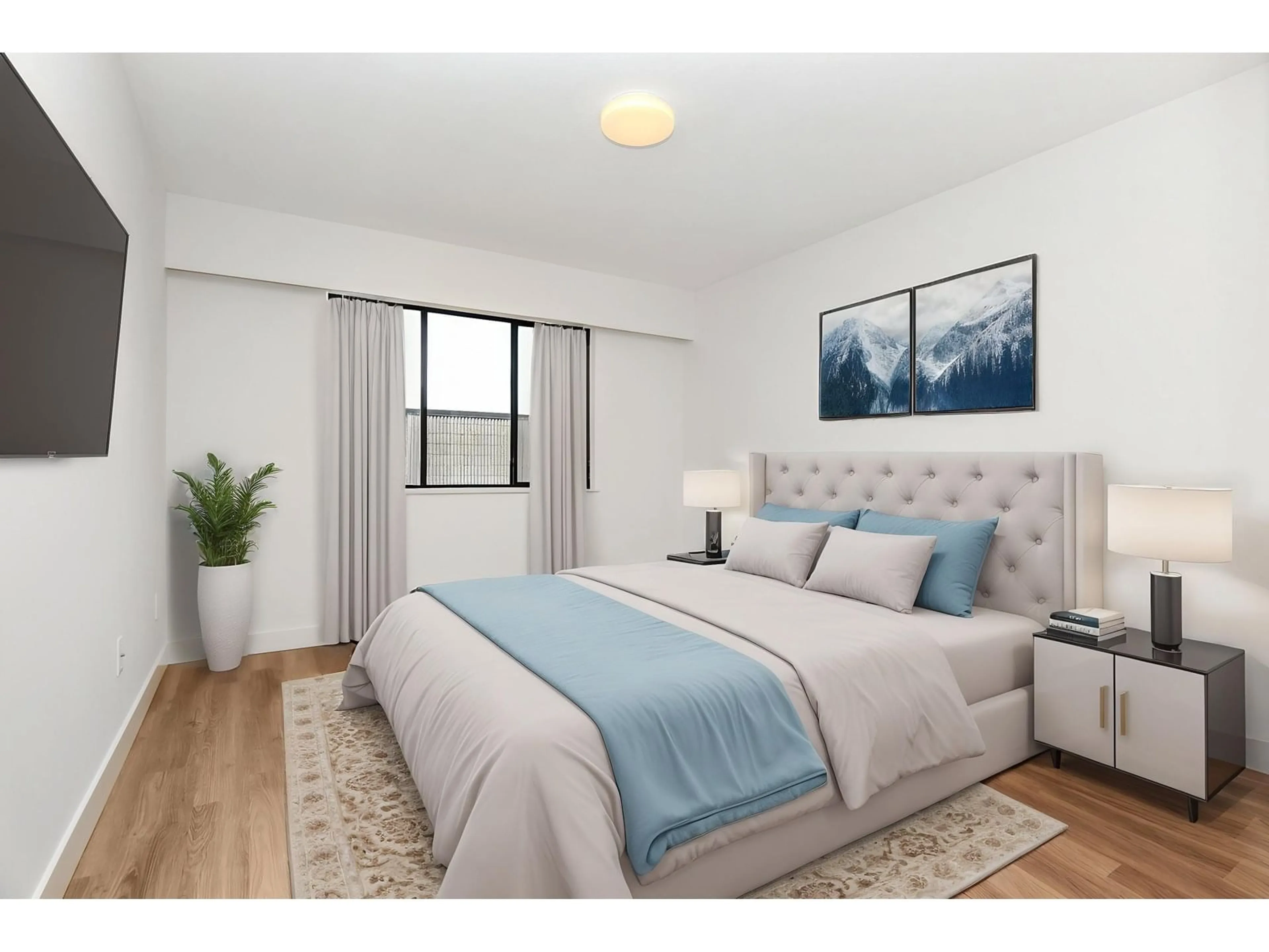 Bedroom with bed, wood/laminate floor for 236 - 2279 MCCALLUM, Abbotsford British Columbia V2S6J1
