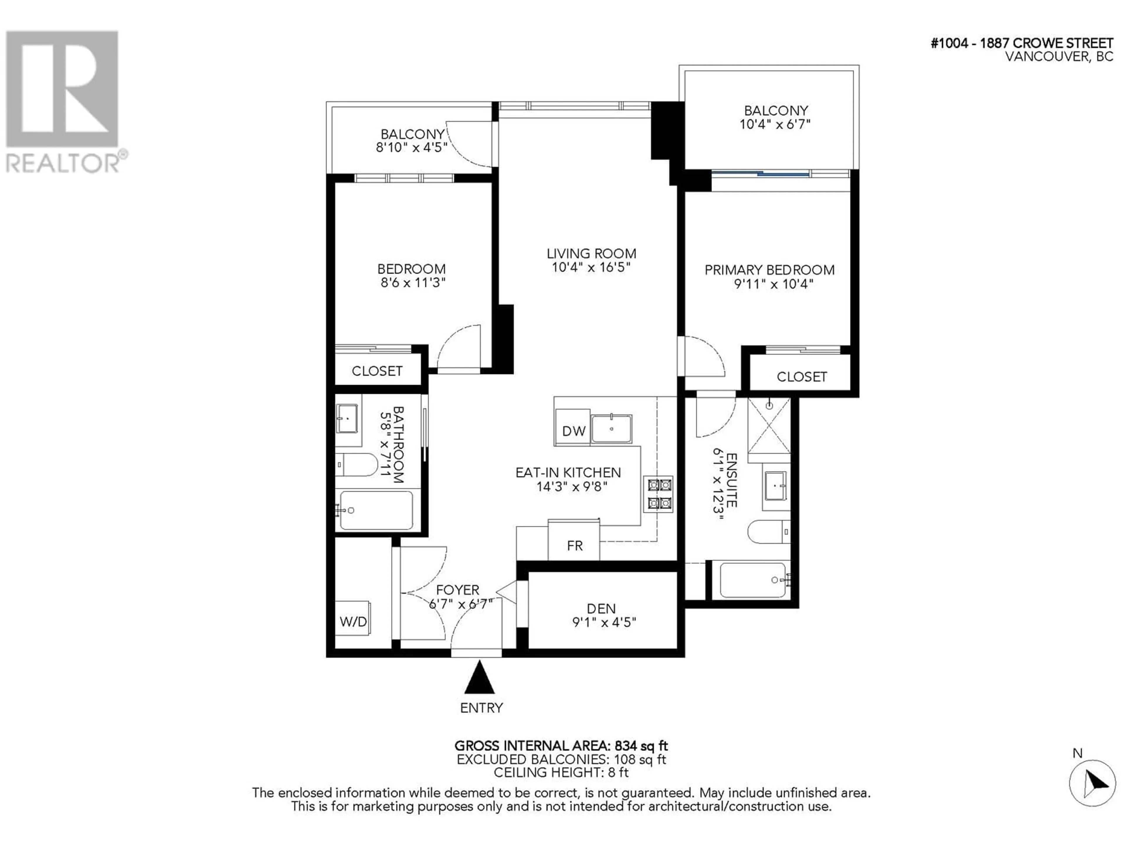 Floor plan for 1004 - 1887 CROWE STREET, Vancouver British Columbia V5Y0B4