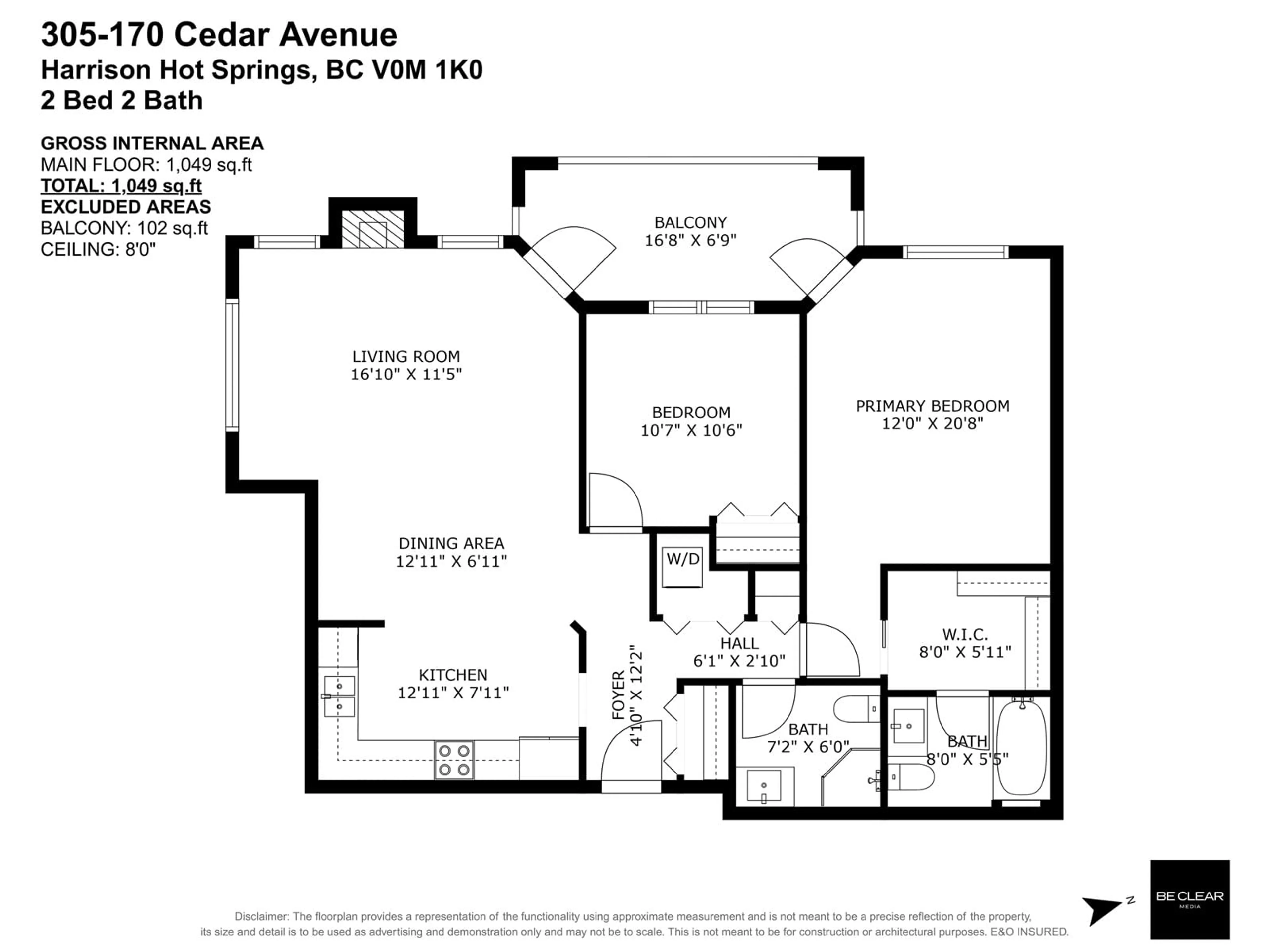 Floor plan for 305 - 170 CEDAR AVENUE, Harrison Hot Springs British Columbia V0H1K0