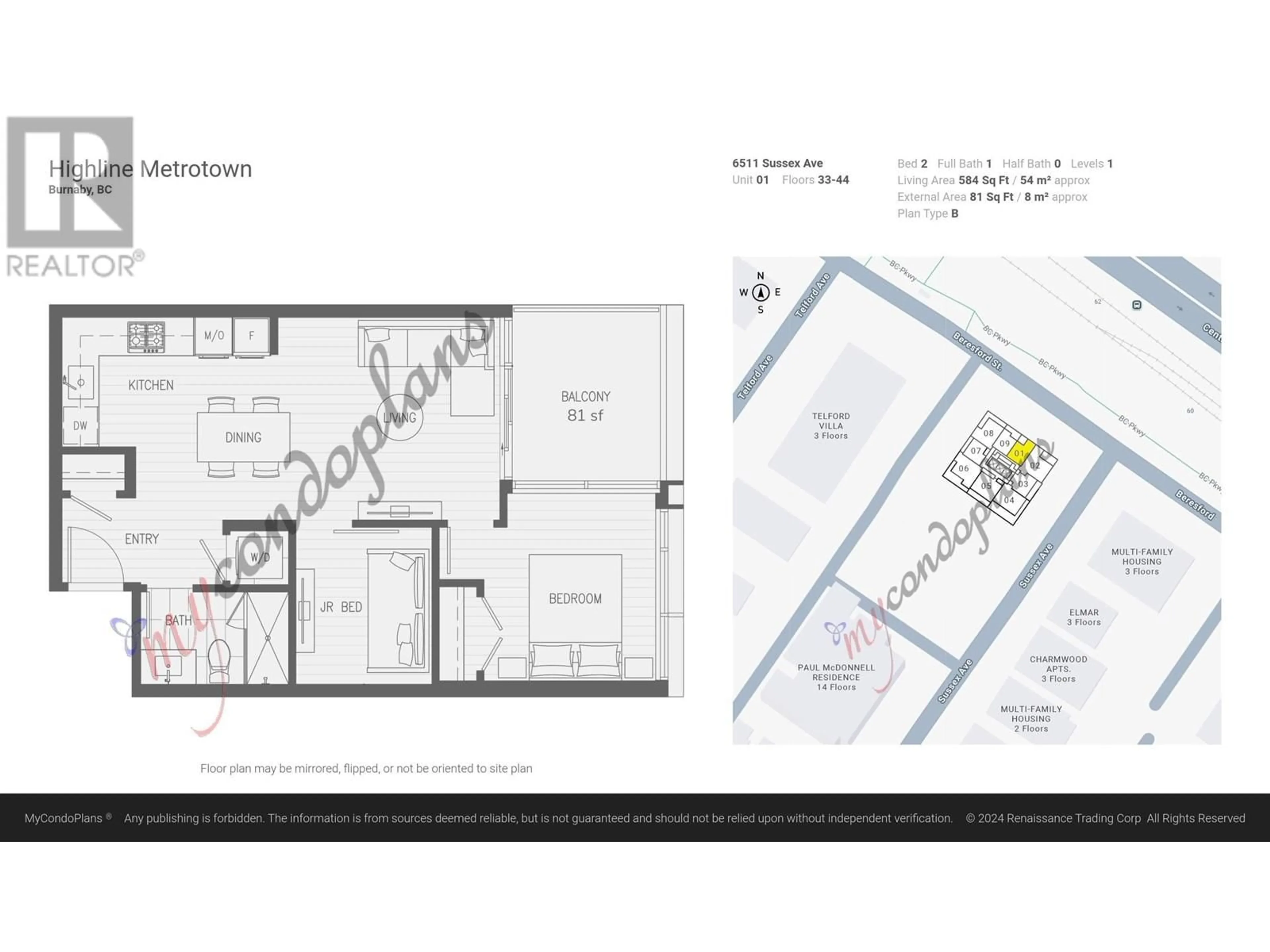 Floor plan for 3901 - 6511 SUSSEX AVENUE, Burnaby British Columbia V5H0K5