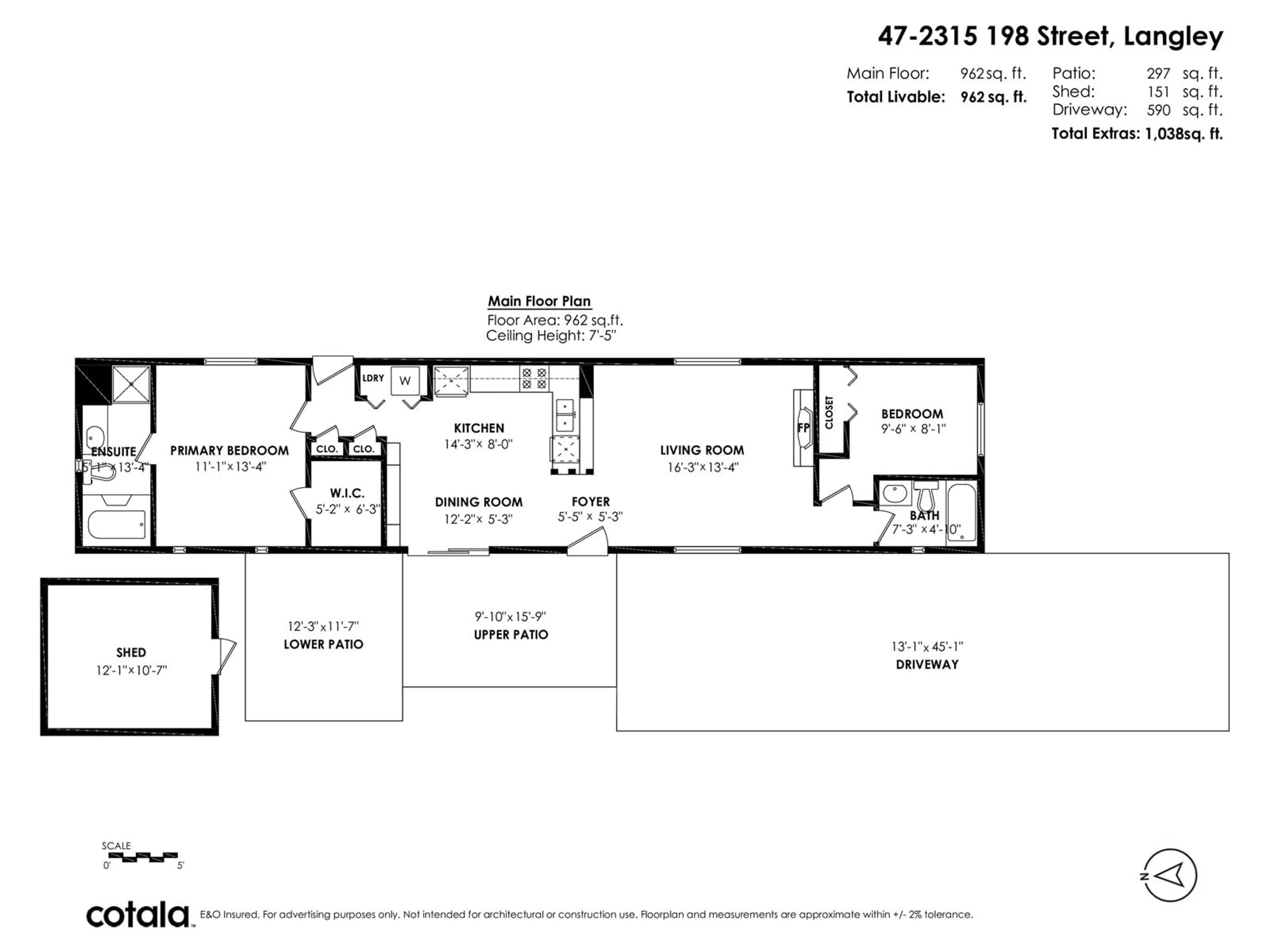 Floor plan for 47 - 2315 198, Langley British Columbia V2Z1Z1