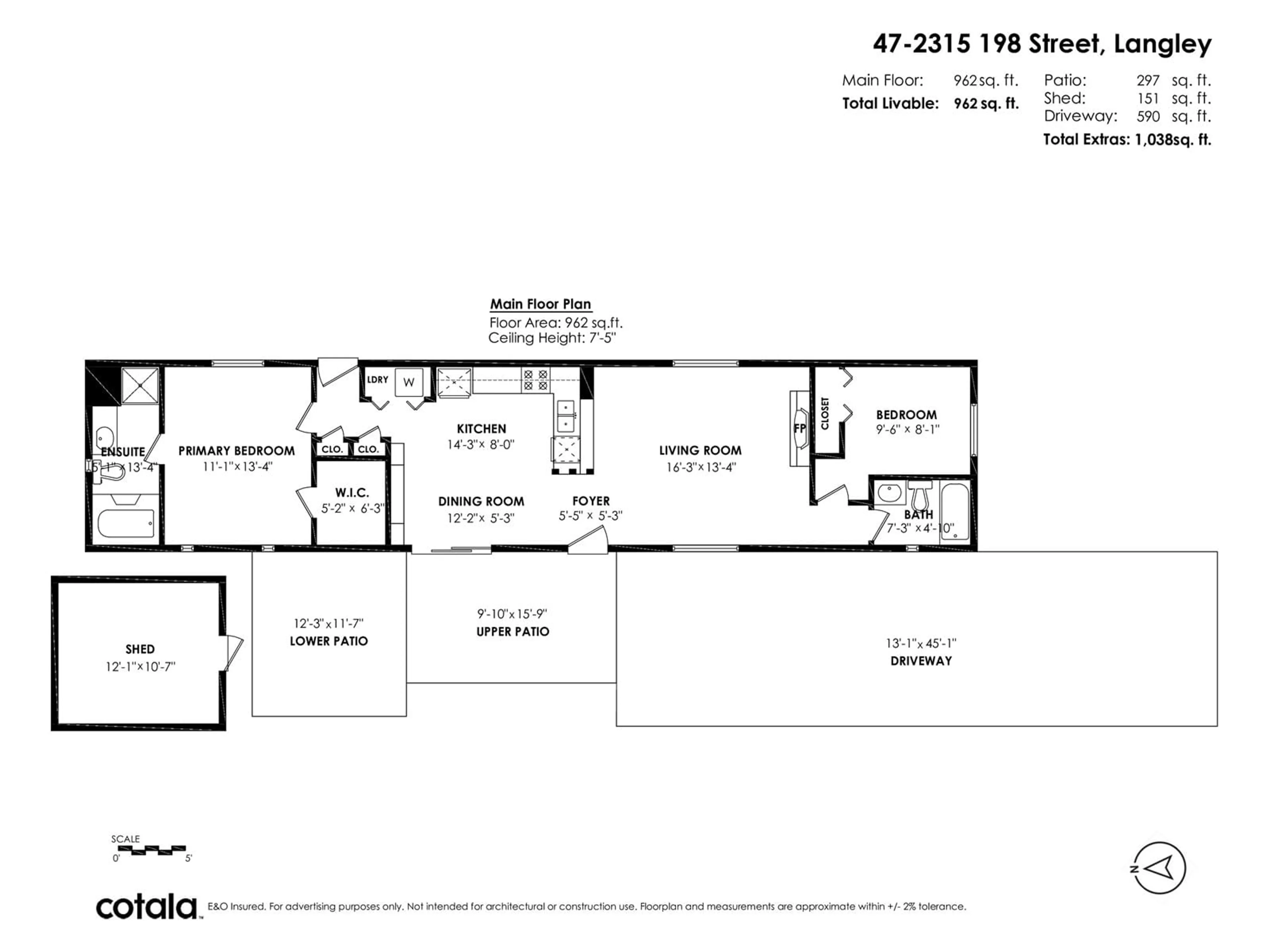 Floor plan for 47 - 2315 198, Langley British Columbia V2Z1Z1