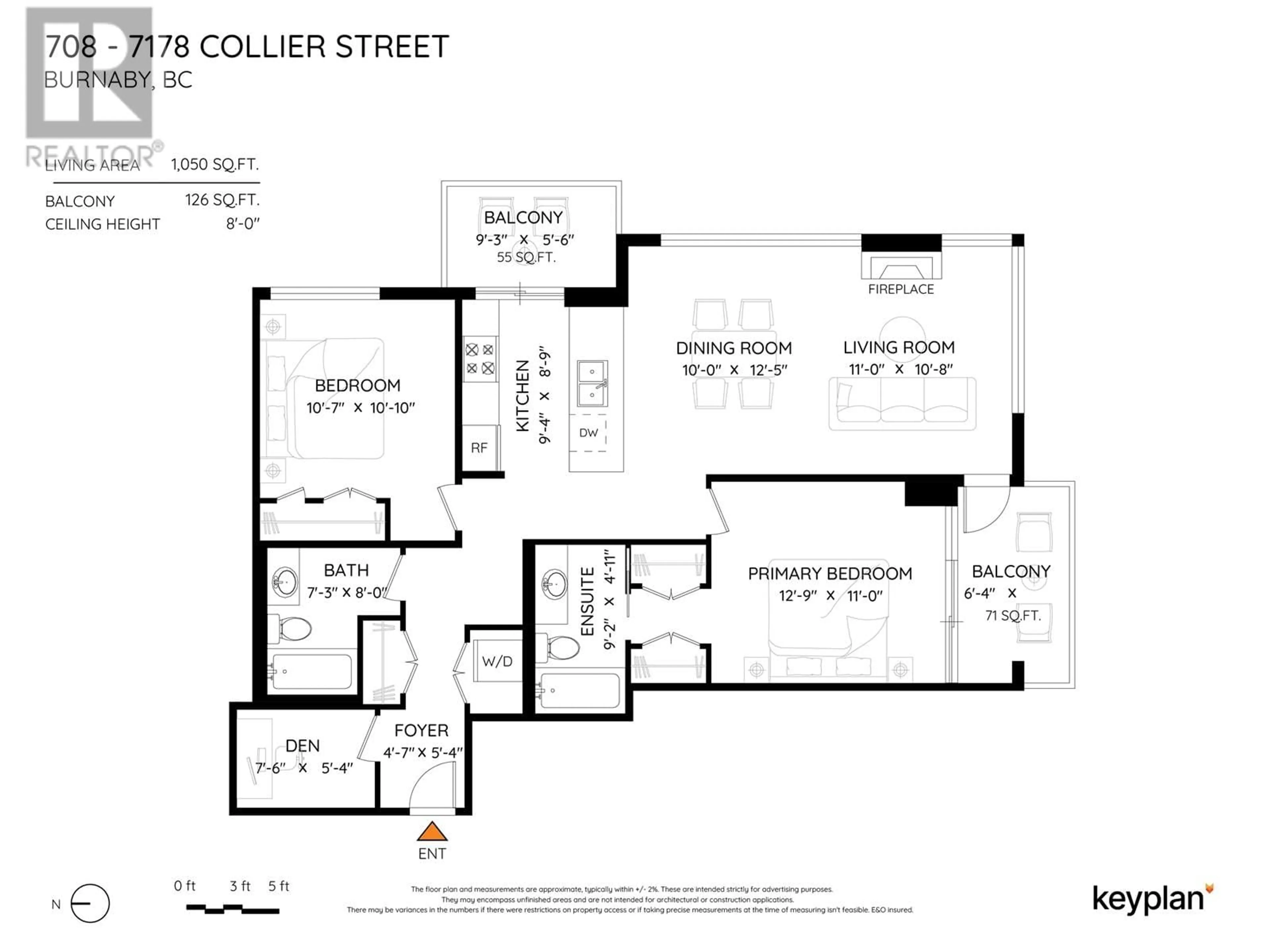 Floor plan for 708 - 7178 COLLIER STREET, Burnaby British Columbia V5E4N7