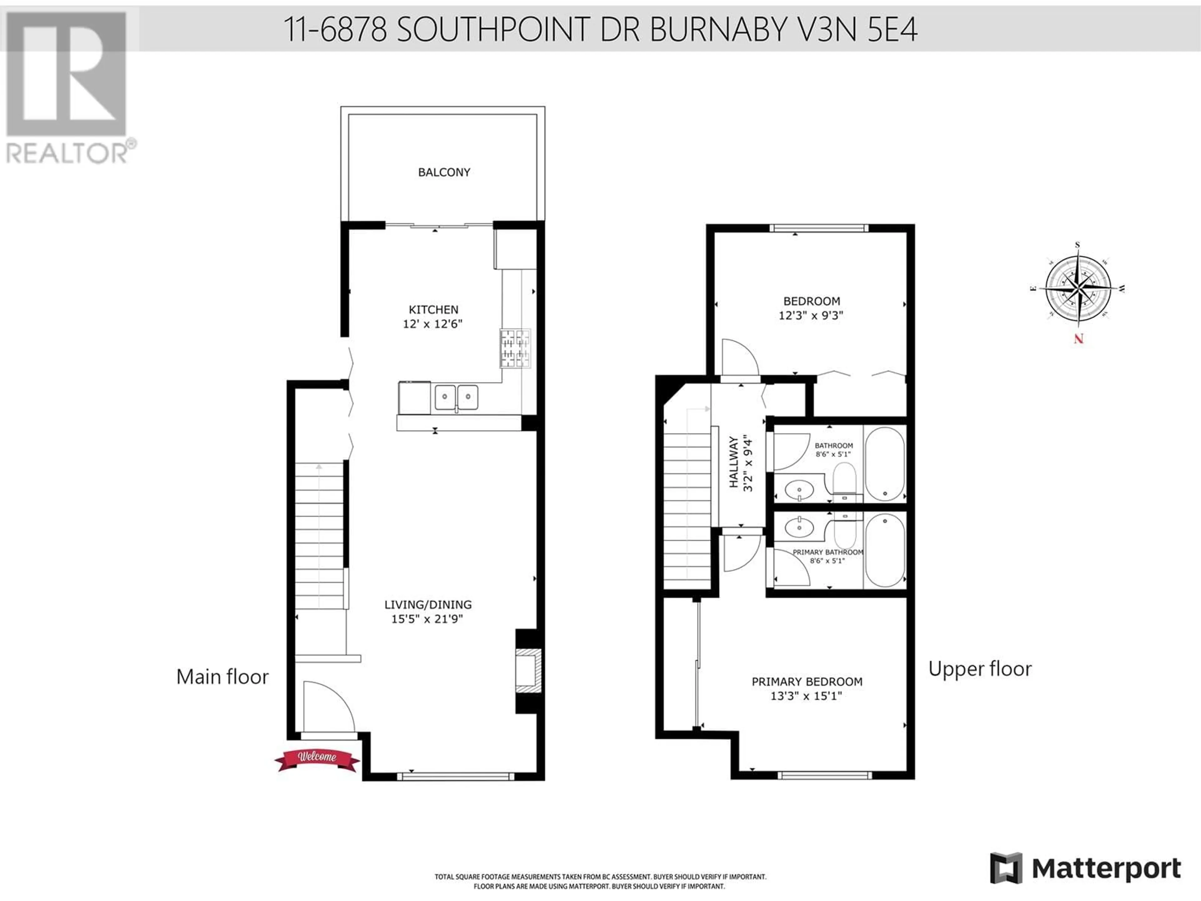 Floor plan for 11 - 6878 SOUTHPOINT DRIVE, Burnaby British Columbia V3N5E4