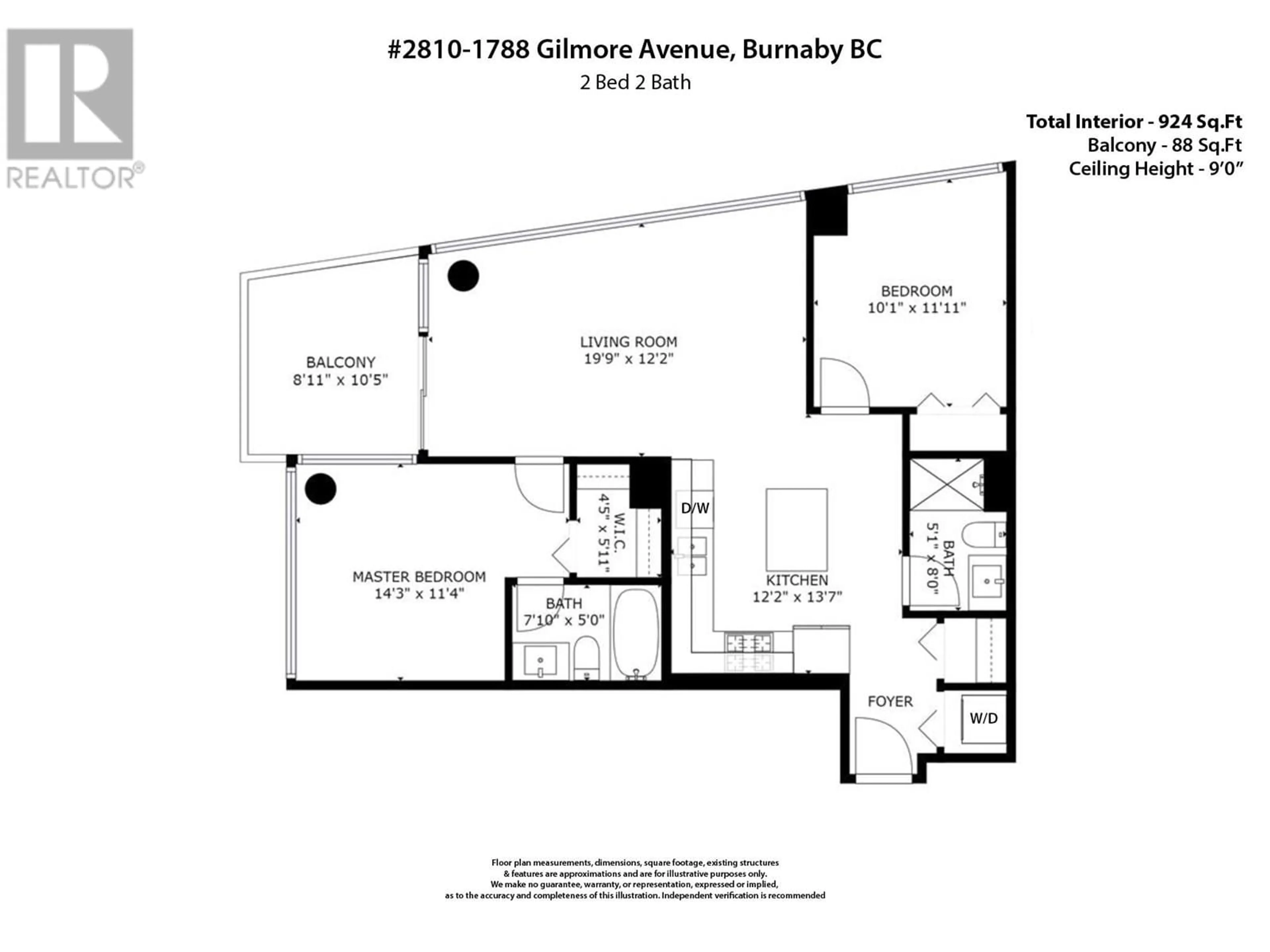 Floor plan for 2810 - 1788 GILMORE AVENUE, Burnaby British Columbia V5C0L5